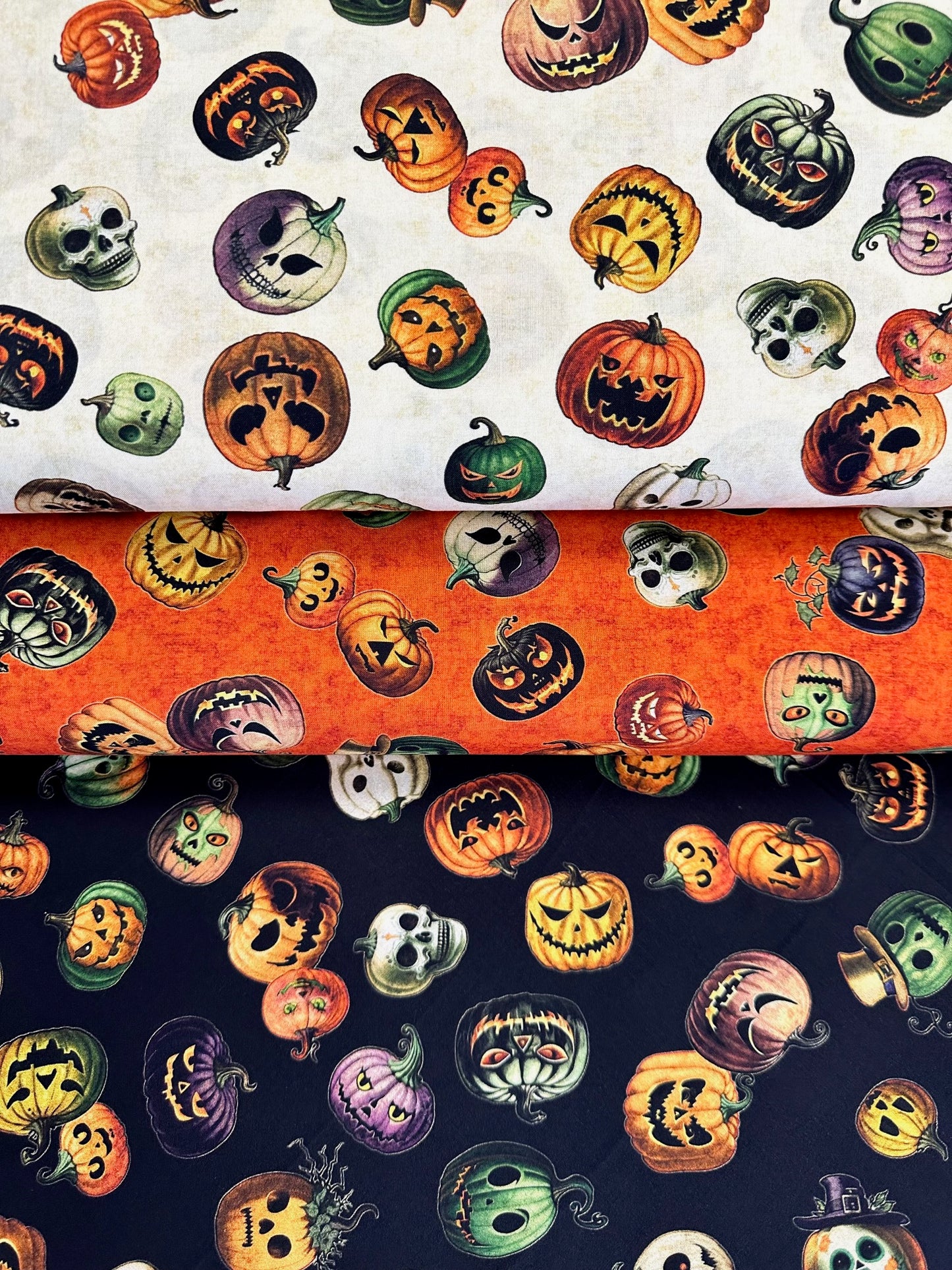 Creepsville by Morris Creative Group Pumpkin Toss Cream 30205E Cotton Woven Fabric