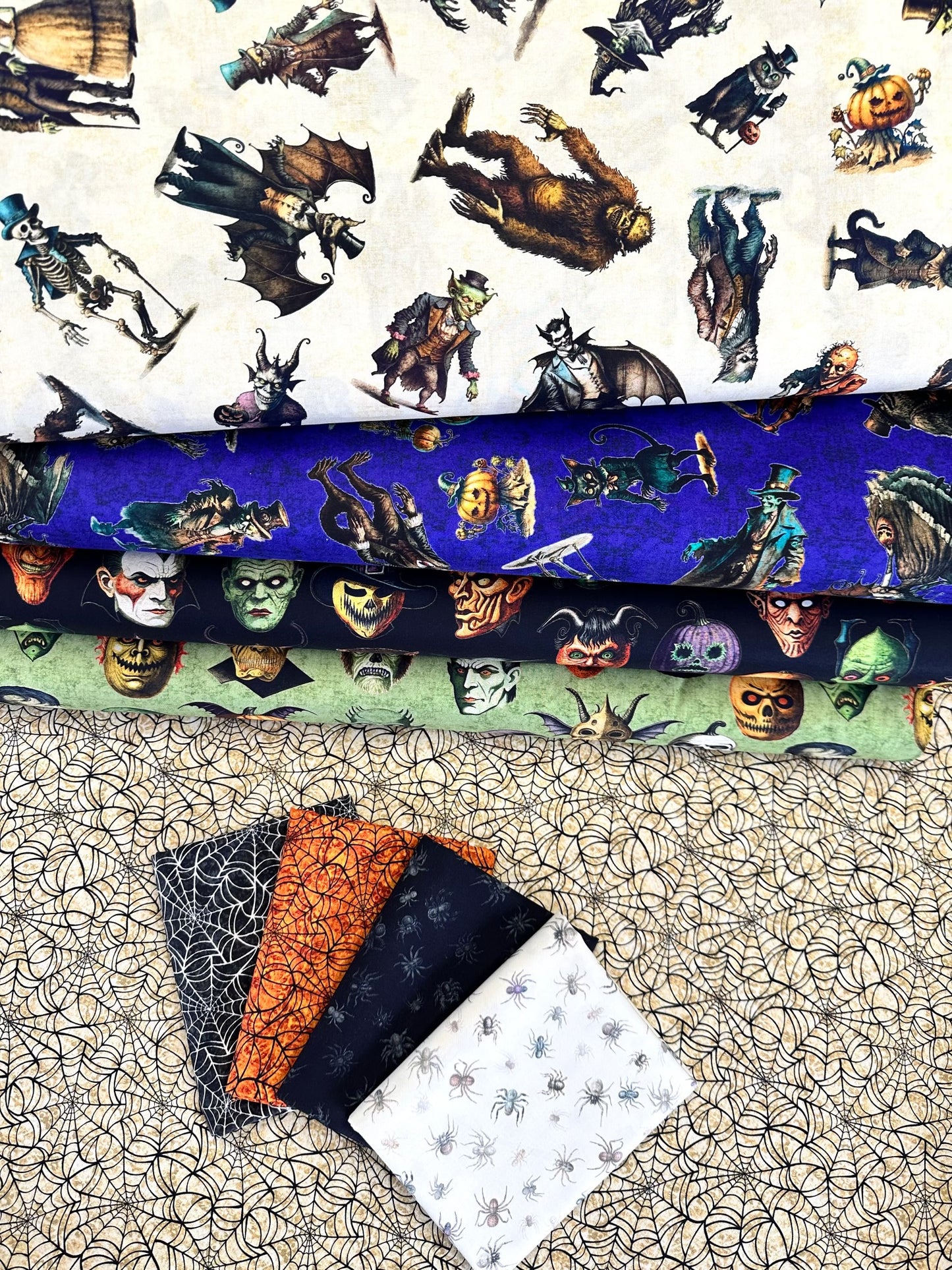 Creepsville by Morris Creative Group Creepy Face Allover 30204H Cotton Woven Fabric
