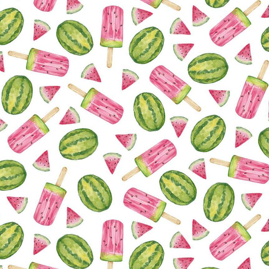 Fruity Popsicles Watermelon & Popsicles YVETTE-CD4292 White by Yvette St. Amant
