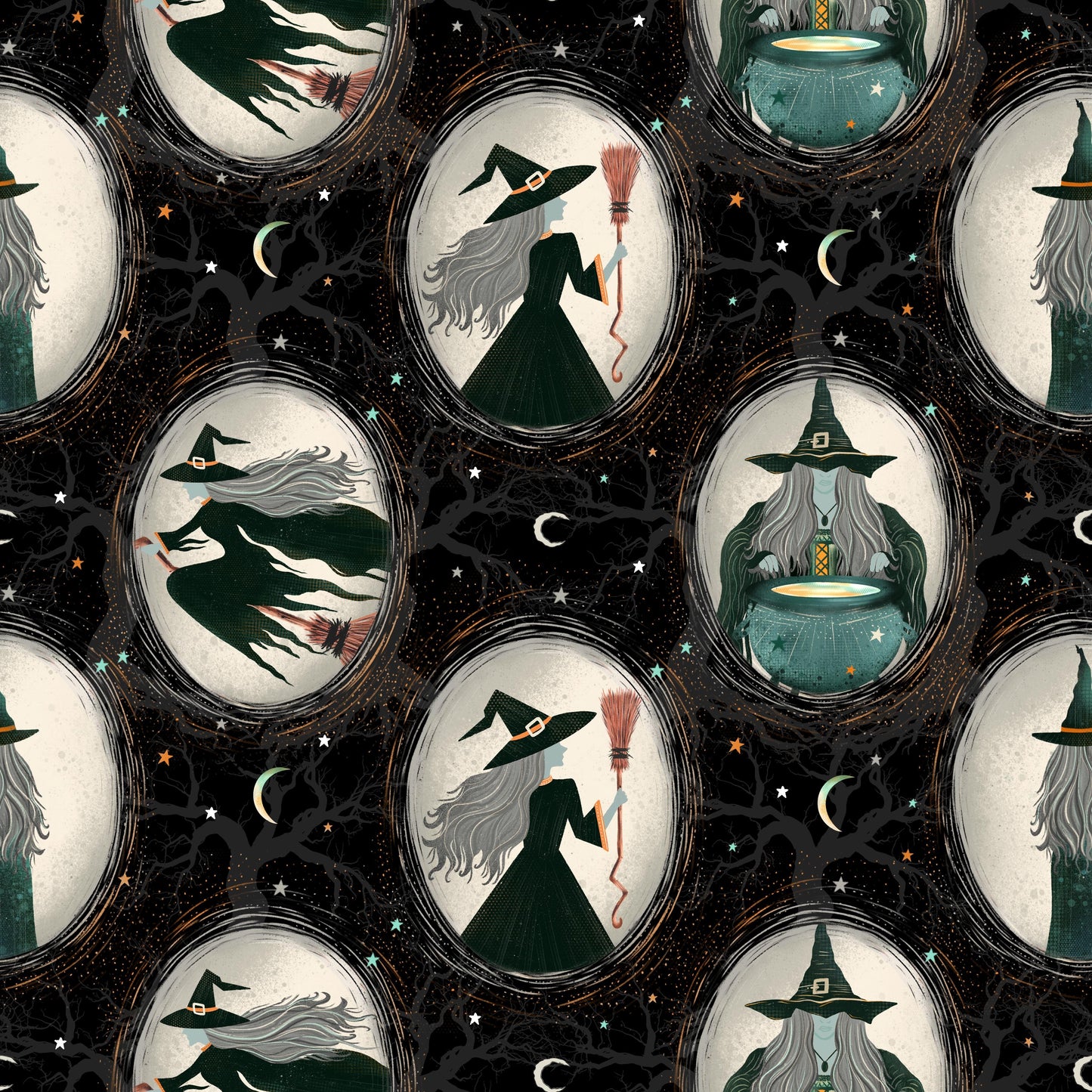 Witchy Wicked Witch Cameos 4862-99 by Rose Halsey