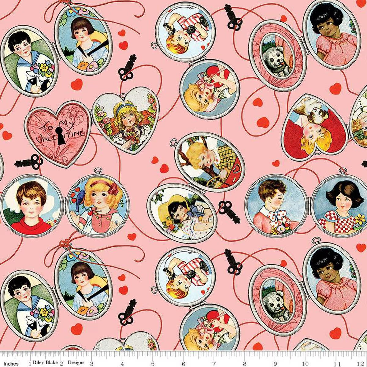 All My Heart by J. Wecker Frisch Key to My Heart Pink CD14135-PINK Cotton Woven Fabric