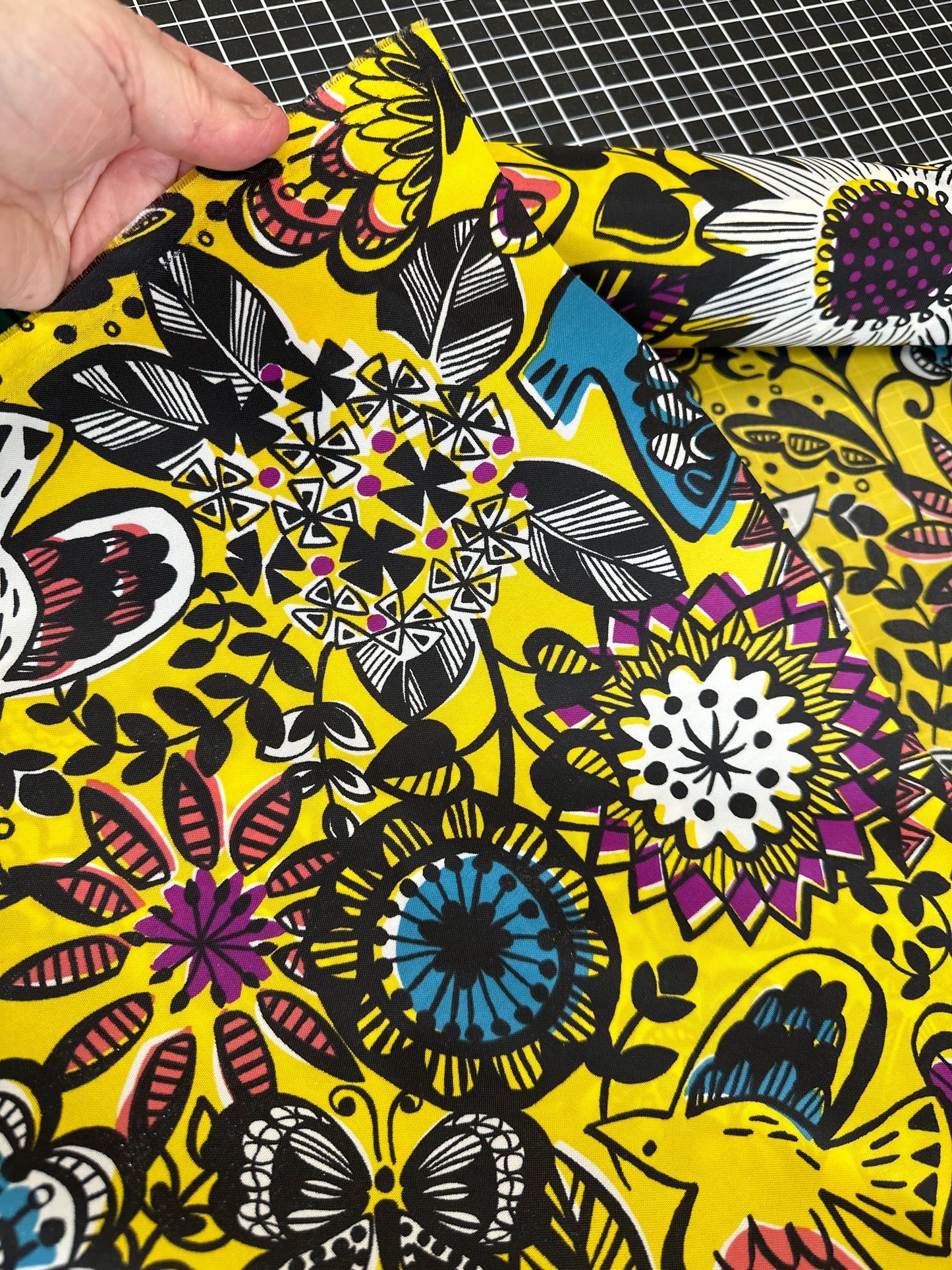 Floral Yellow Nylon Oxford