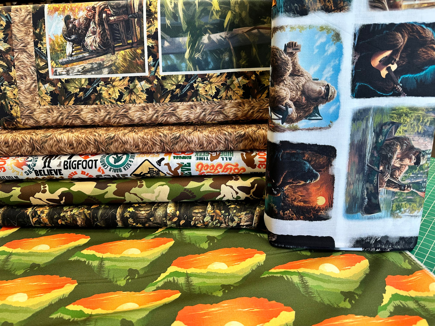 Legendary Loner Bigfoot by Jim Baldwin Creature Camo Bigfoot Multicolor 23818-MLT Cotton Woven Fabric