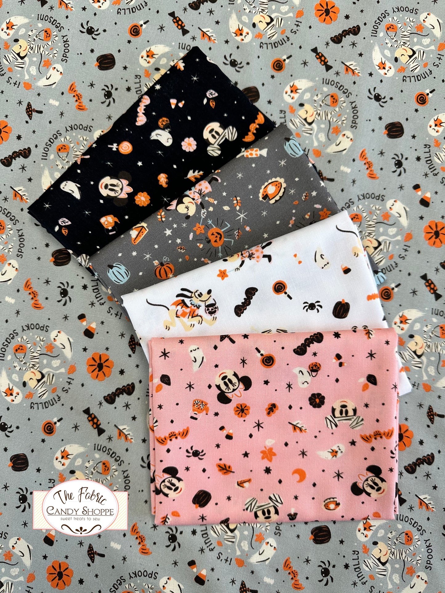 Licensed Disney Mickey & Friends Halloween Collection Spooky Season Grey 85271092-01 Cotton Woven Fabric