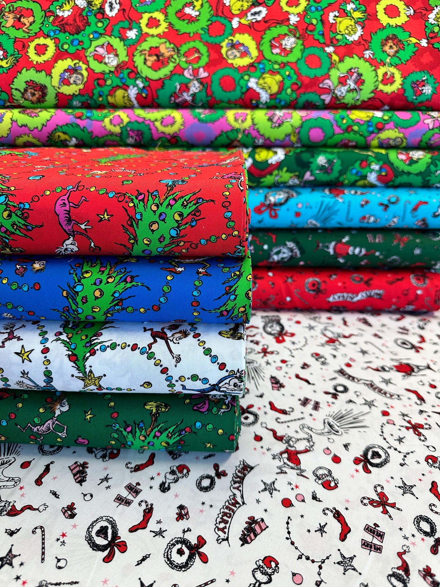 Licensed How the Grinch Stole Christmas by Dr. Seuss Enterprises Candy Pink ADED-22566-351 Cotton Woven Fabric