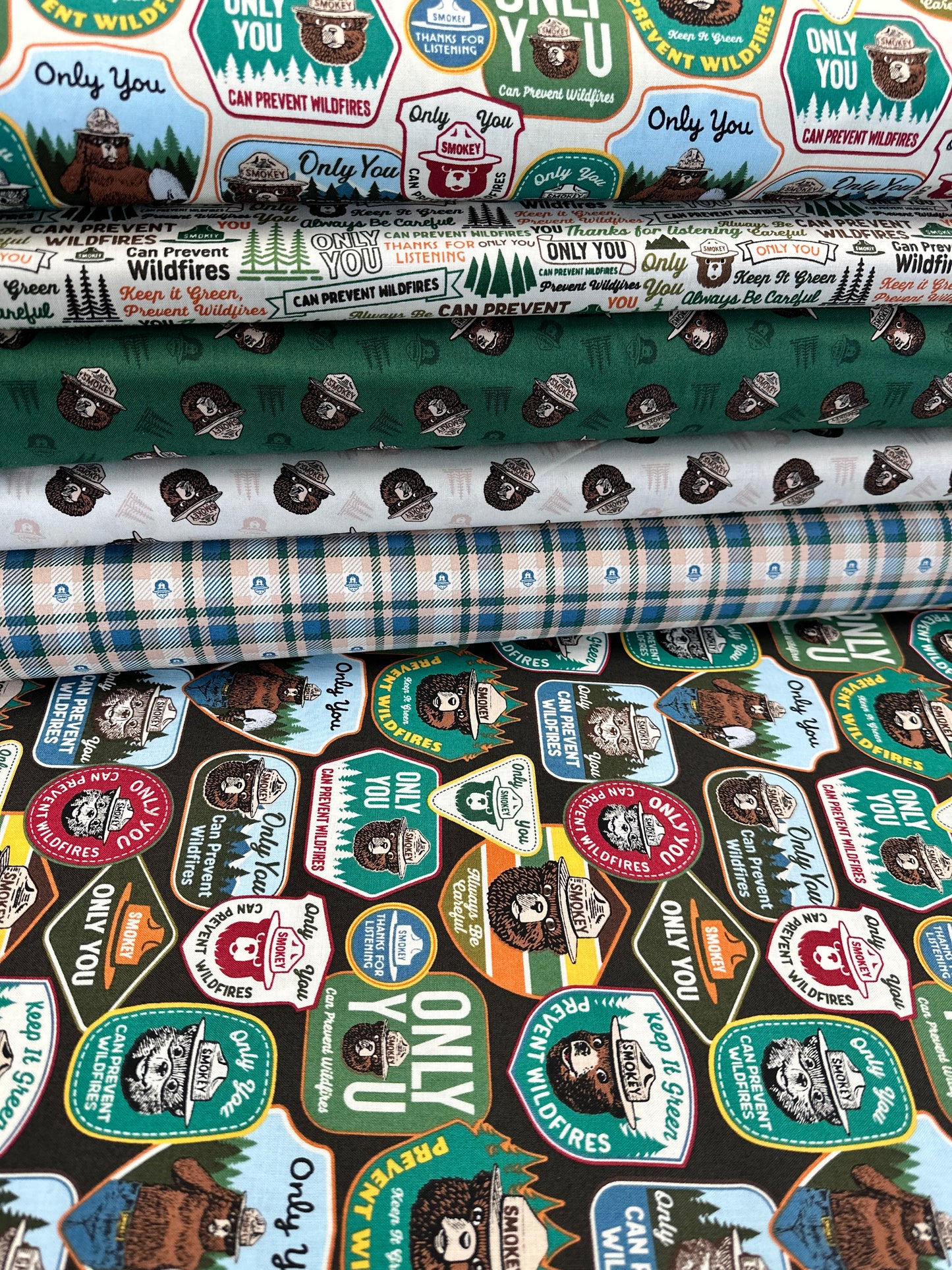 Only You Licensed Smokey Bear Plaid Cadet C14645-CADET Cotton Woven Fabric