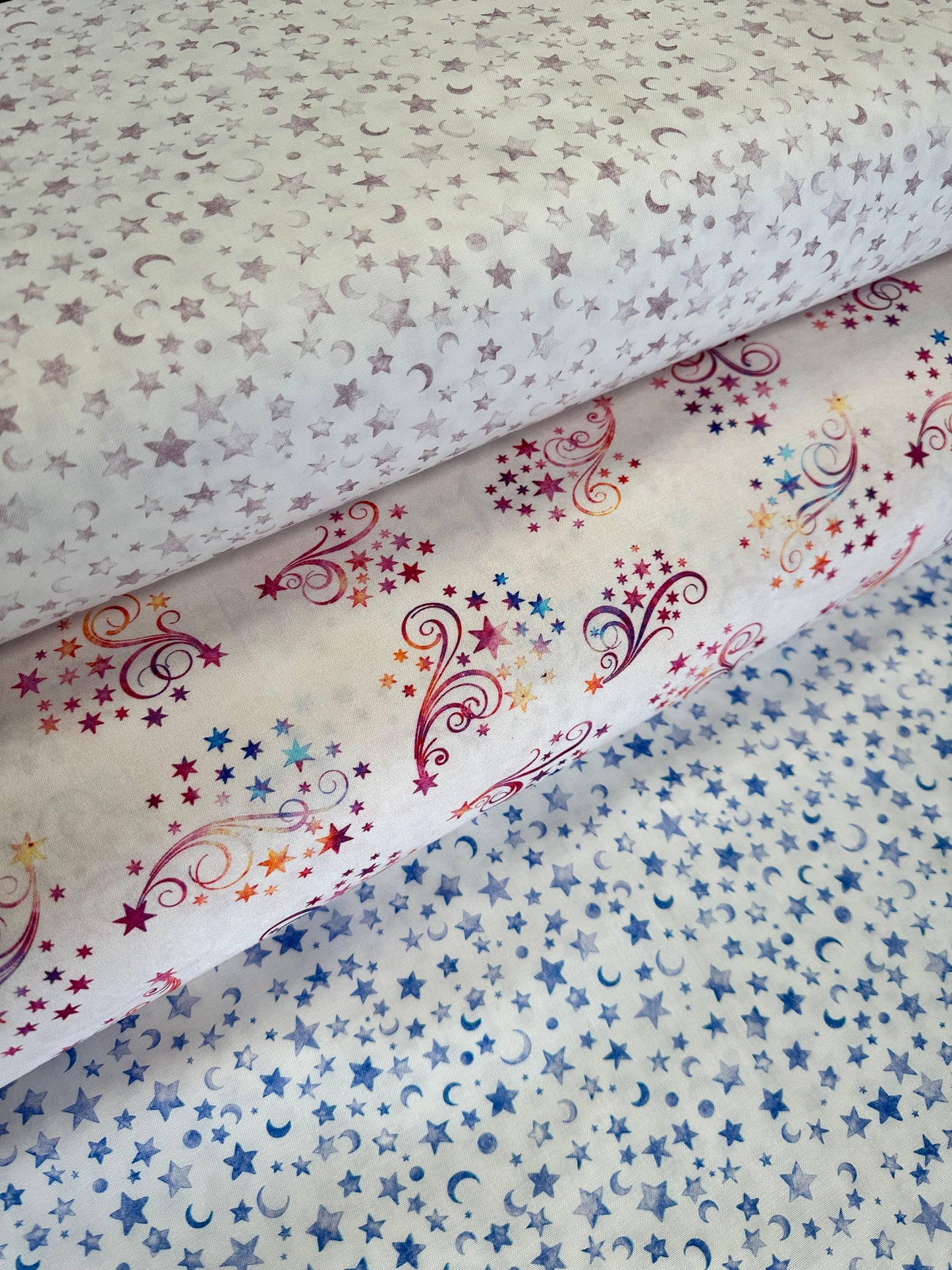 Lil' Wizards by Morris Creative Group 108” Wideback Moon & Stars Blue 30555B108 Cotton Woven Fabric