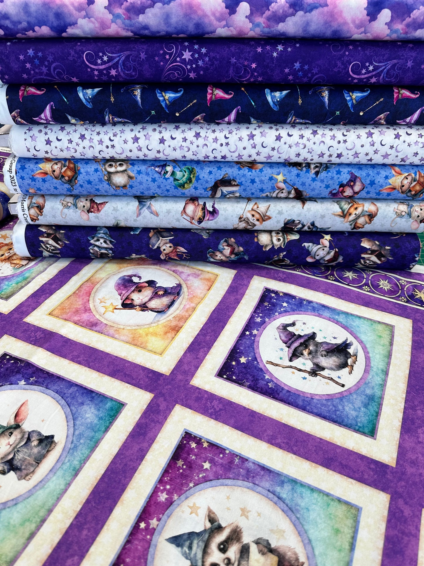 Lil' Wizards by Morris Creative Group Moon & Stars Purple 30555V Cotton Woven Fabric