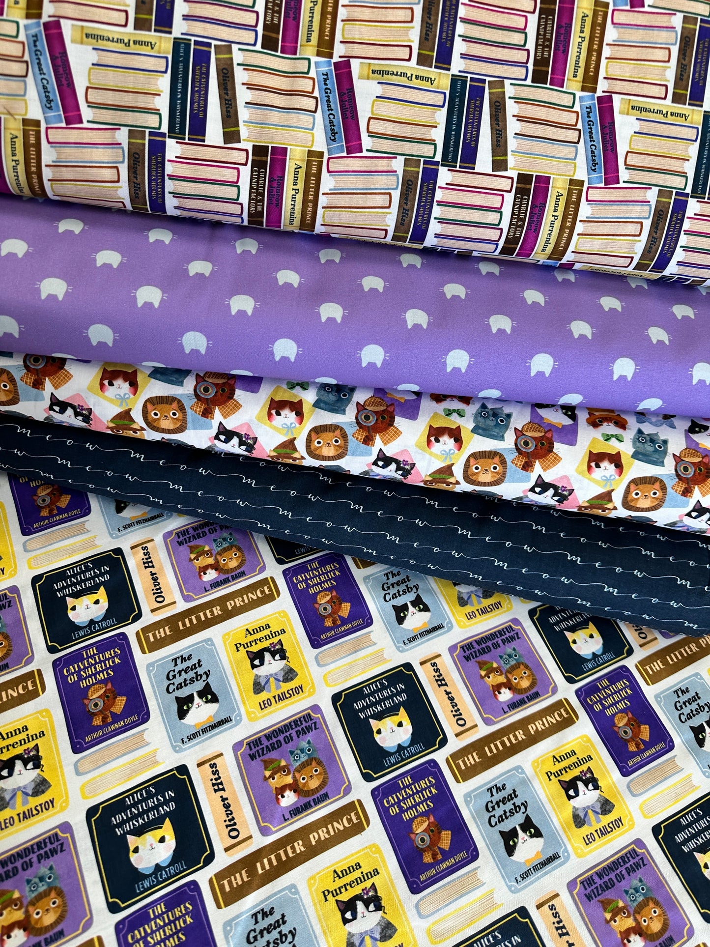 Litter-ary Cats by Planey Cat Kitty Dots Purple 21170105-05 Cotton Woven Fabric