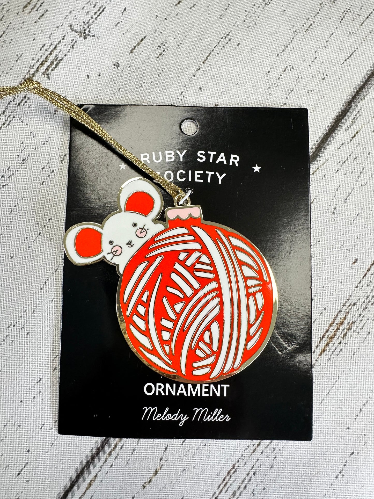 Ruby Star Society Mouse by Melody Miller 3" x 3" Ornament RS7062 Fabric