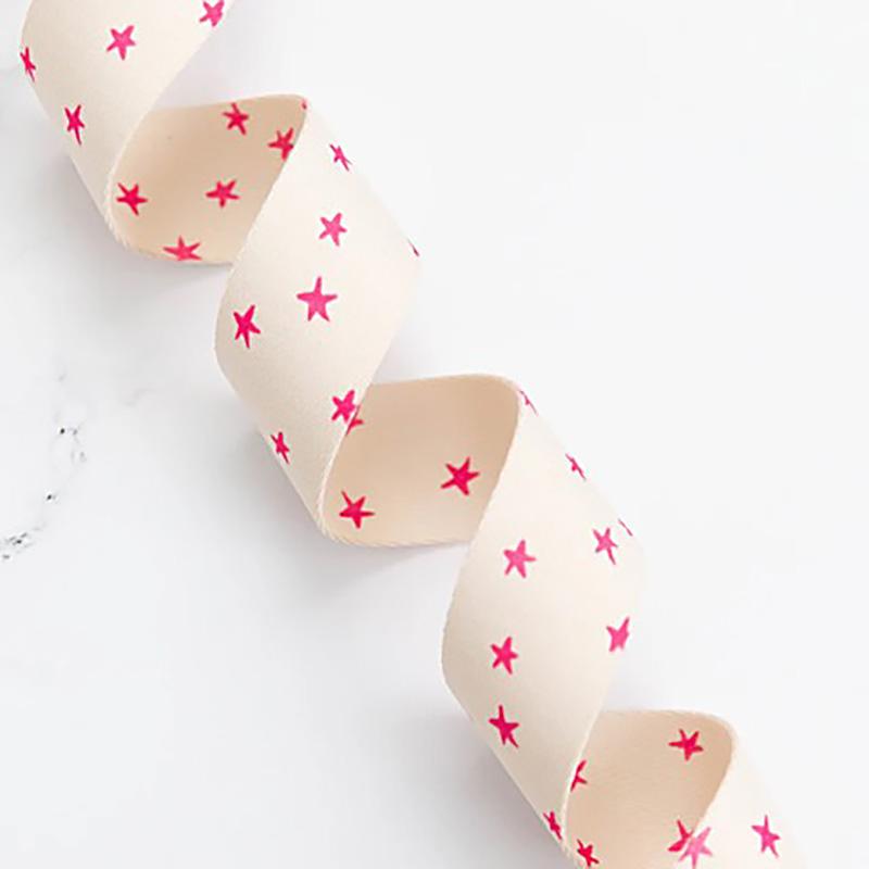 Starry 1.5“ Webbing by Alexia Marcelle Abegg Natural / Pink Polyester Webbing Sold by the Yard SSCWEB19