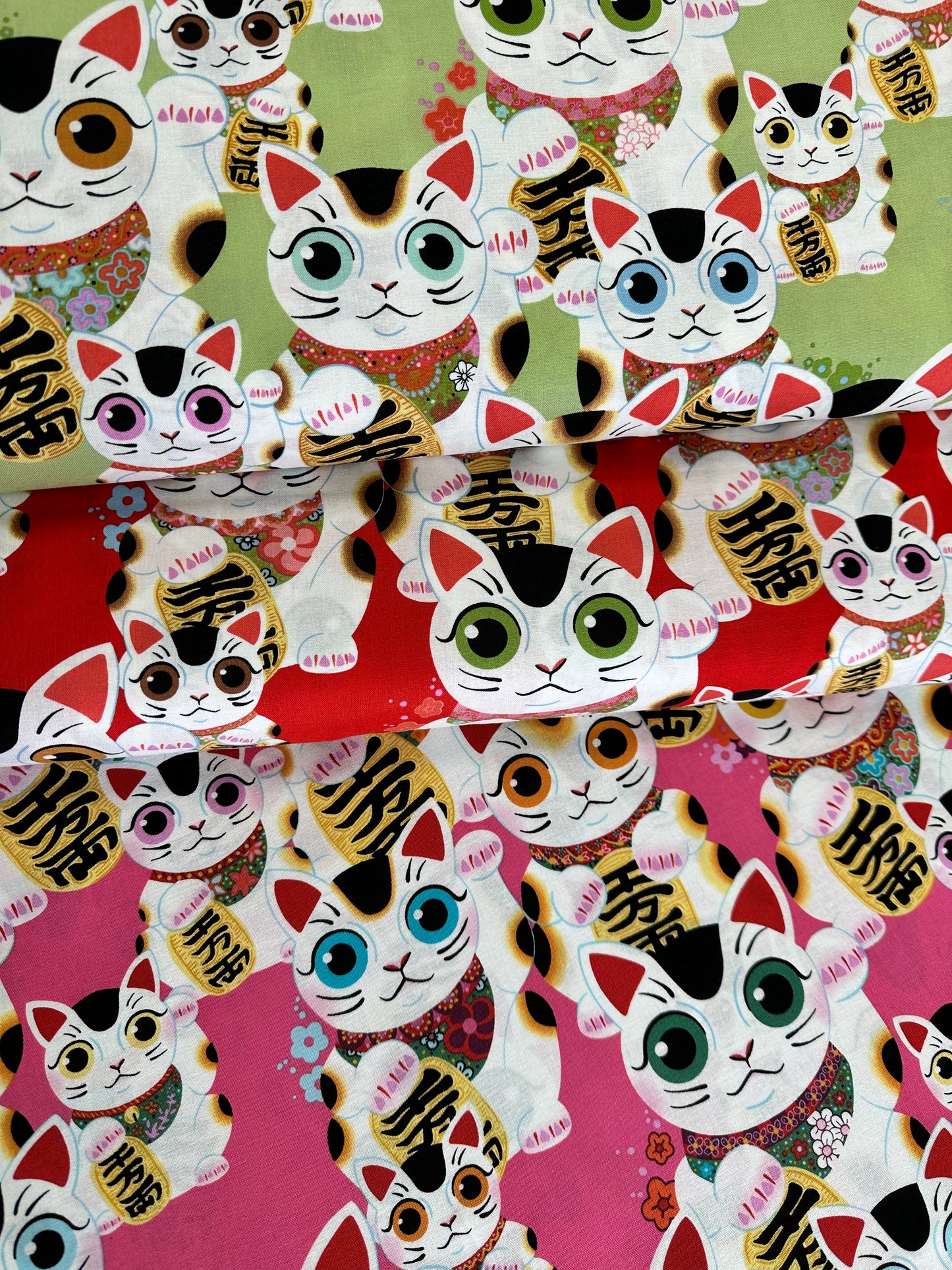 Nicole's Prints Fuku Kitty Pink 8410a Cotton Woven Fabric