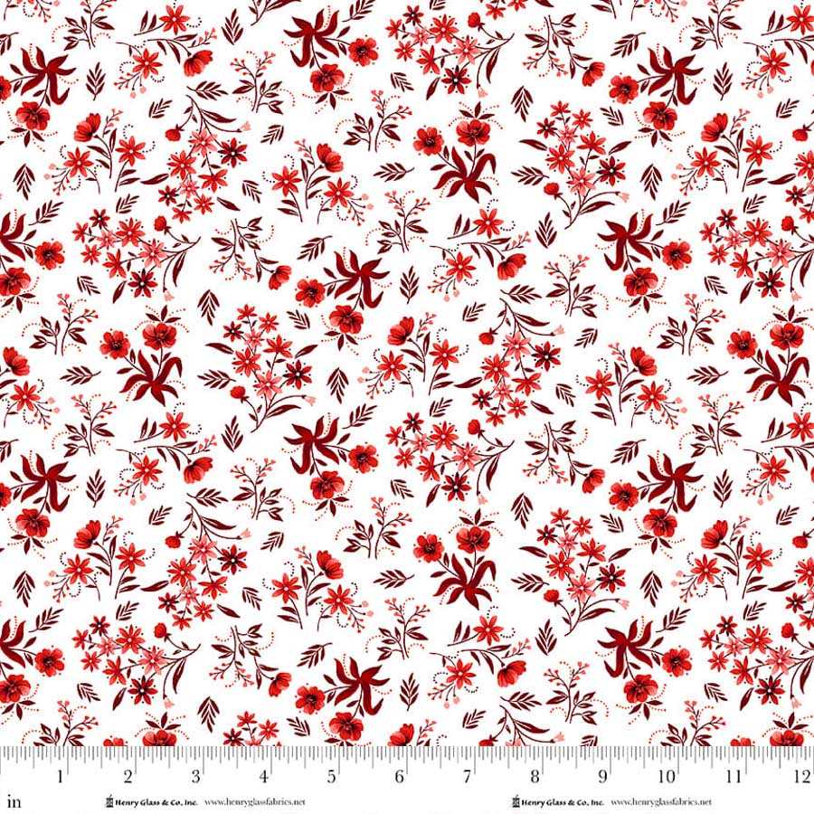 PREORDER ITEM - EXPECTED APRIL 2026: Scarlet's Treasure by Color Principle Nosegays White/Red 3646-18 Cotton Woven Fabric