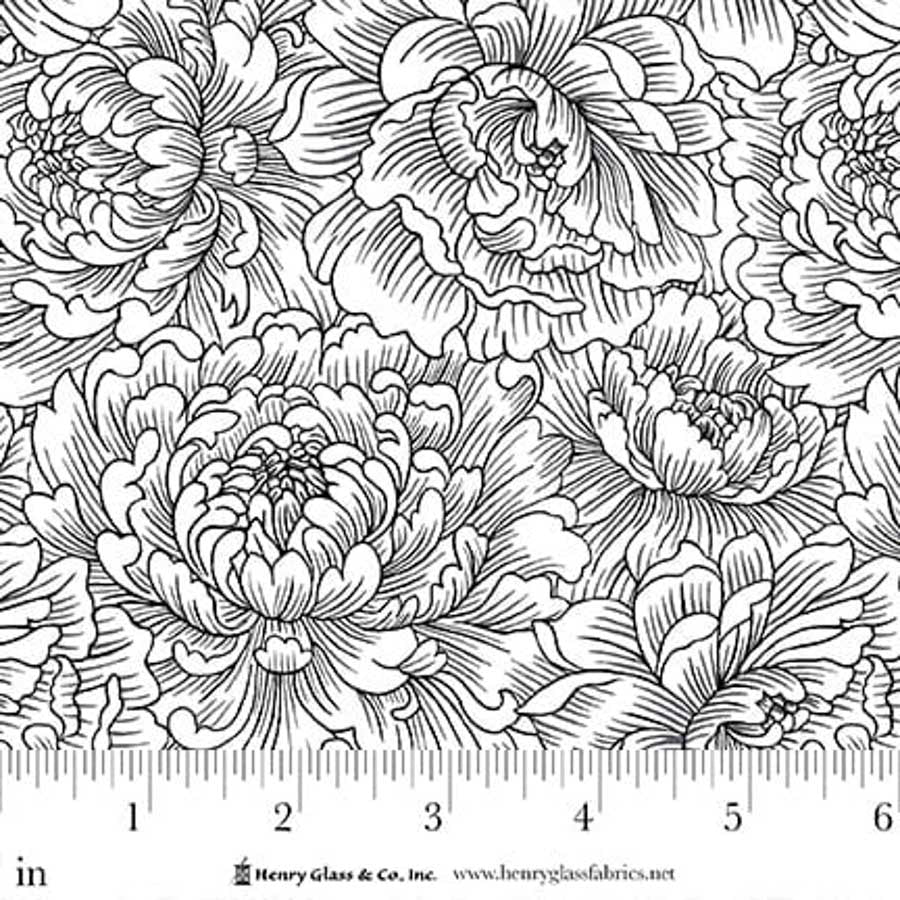 PREORDER ITEM - EXPECTED APRIL 2026: Scarlet's Treasure by Color Principle Peony Monotone White/Black 3644-19 Cotton Woven Fabric