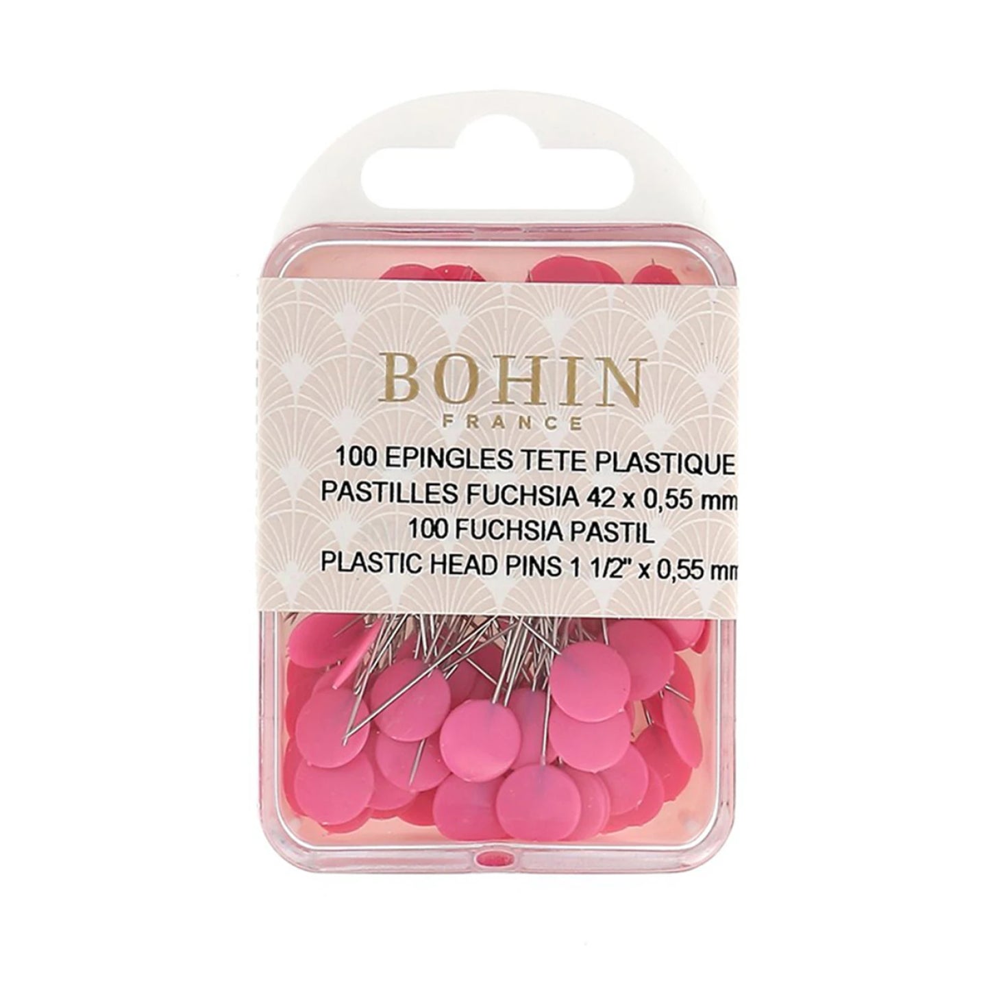 Plastic Head Pins  1-1/2in Pastel Fuchsia 100ct  26706B