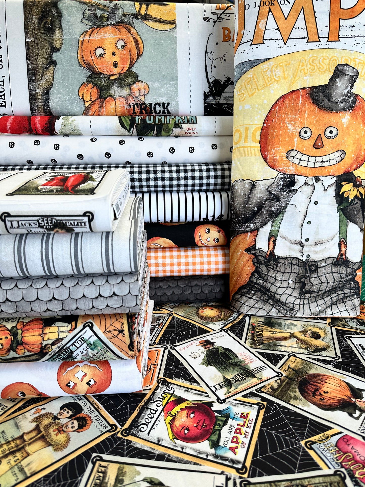 Pumpkin Patch by J. Wecker Frisch Raise the Rooftop Black C14577-BLACK Cotton Woven Fabric