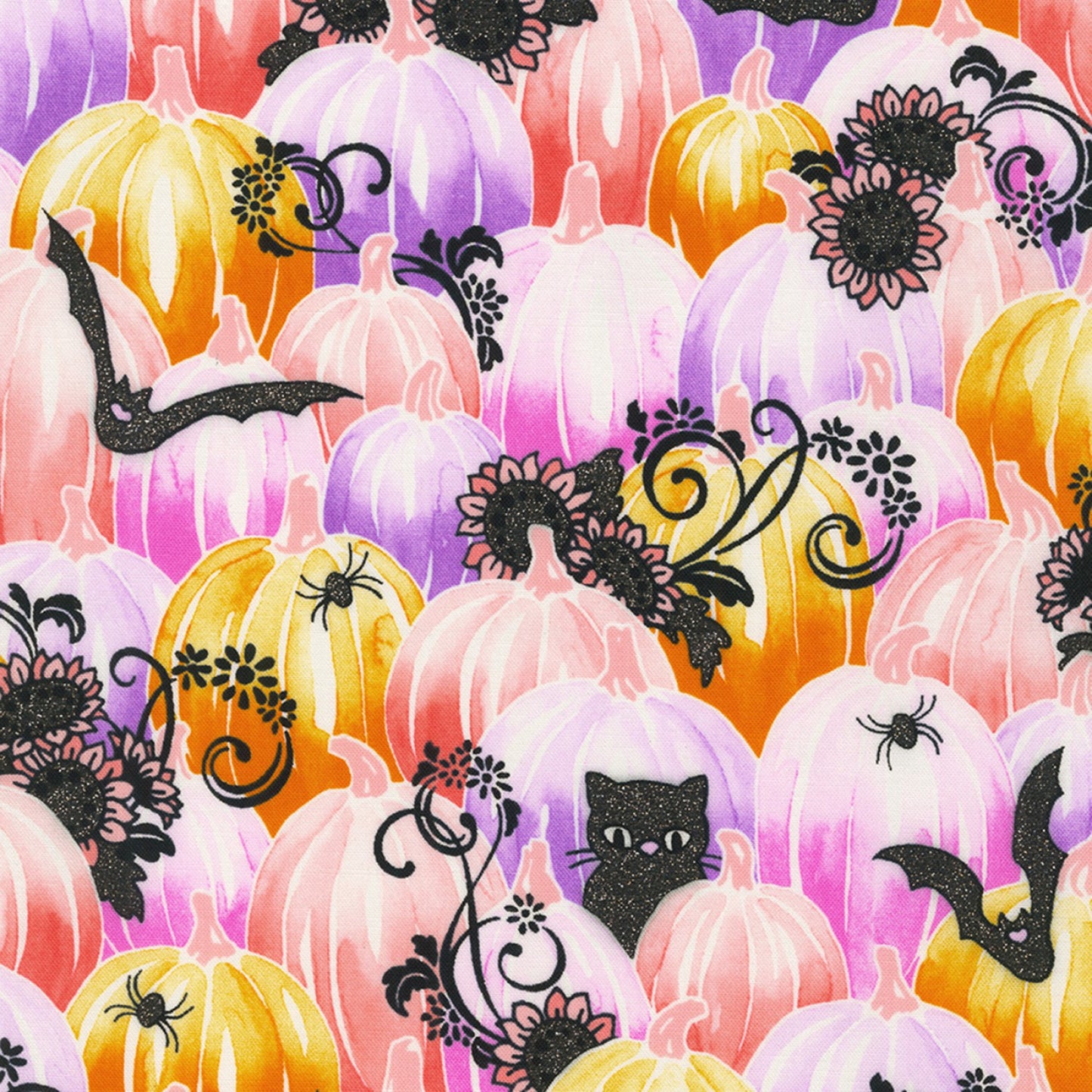 Bat-tastic by Vanessa Lillrose & Linda Fitch Pumpkins Gumdrop w/Glitter WELM21705419 Cotton Woven Fabric
