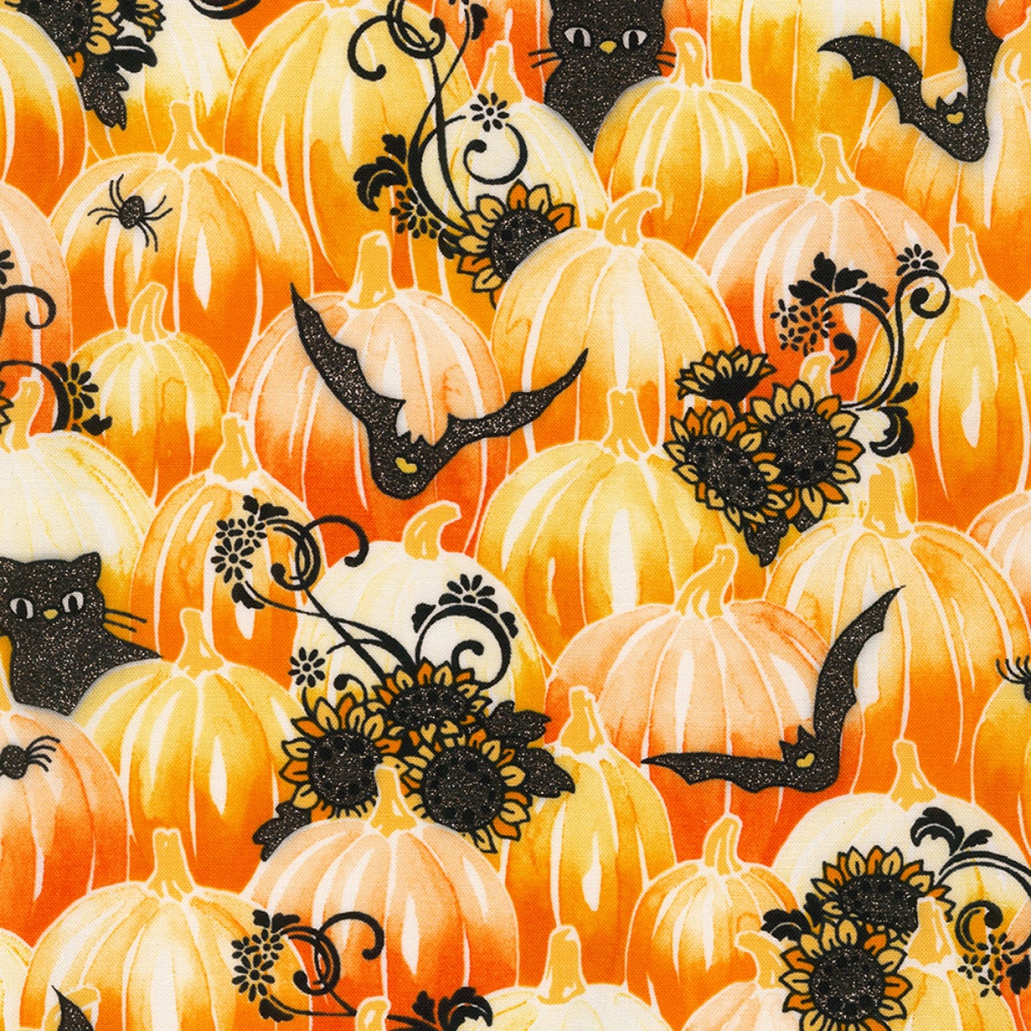 Bat-tastic by Vanessa Lillrose & Linda Fitch Pumpkins Pumpkin w/Glitter WELM21705148 Cotton Woven Fabric