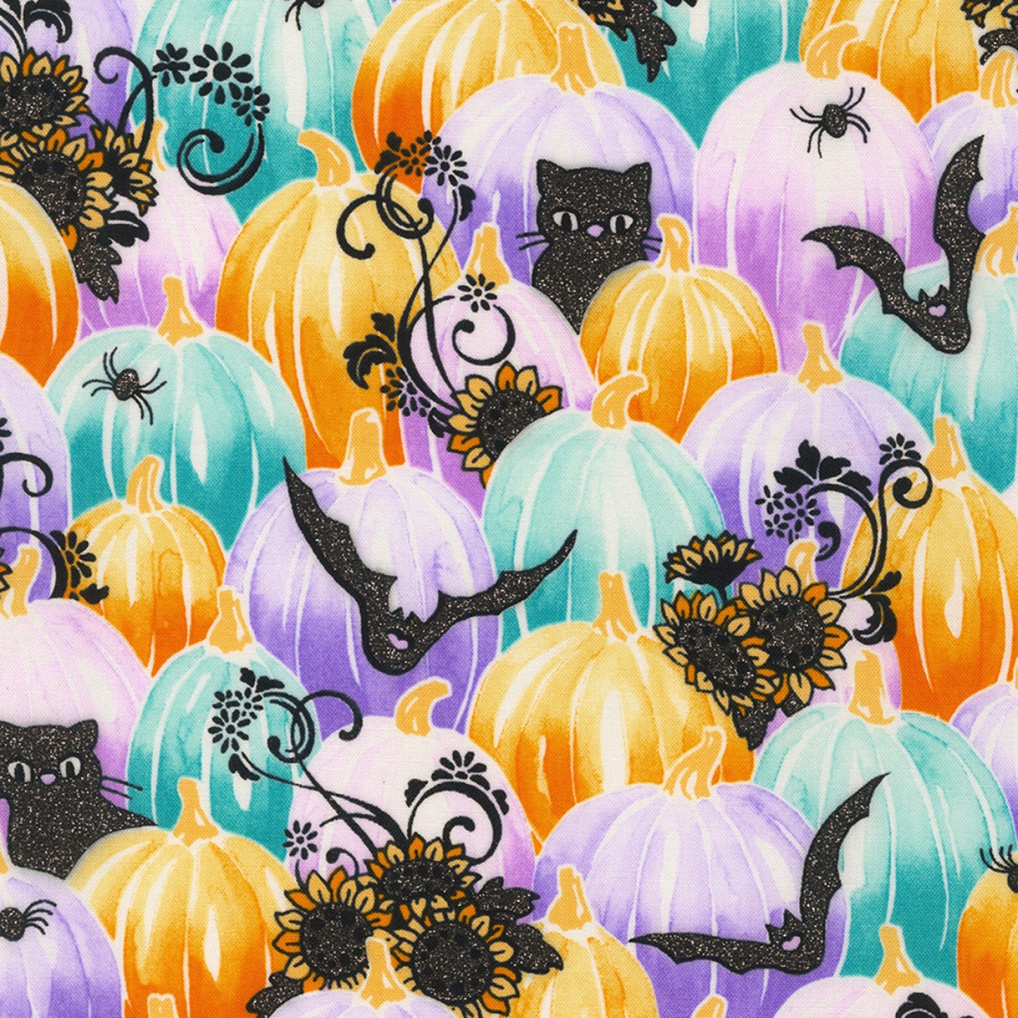 Bat-tastic by Vanessa Lillrose & Linda Fitch Pumpkins Sweet w/Glitter WELM21705287 Cotton Woven Fabric
