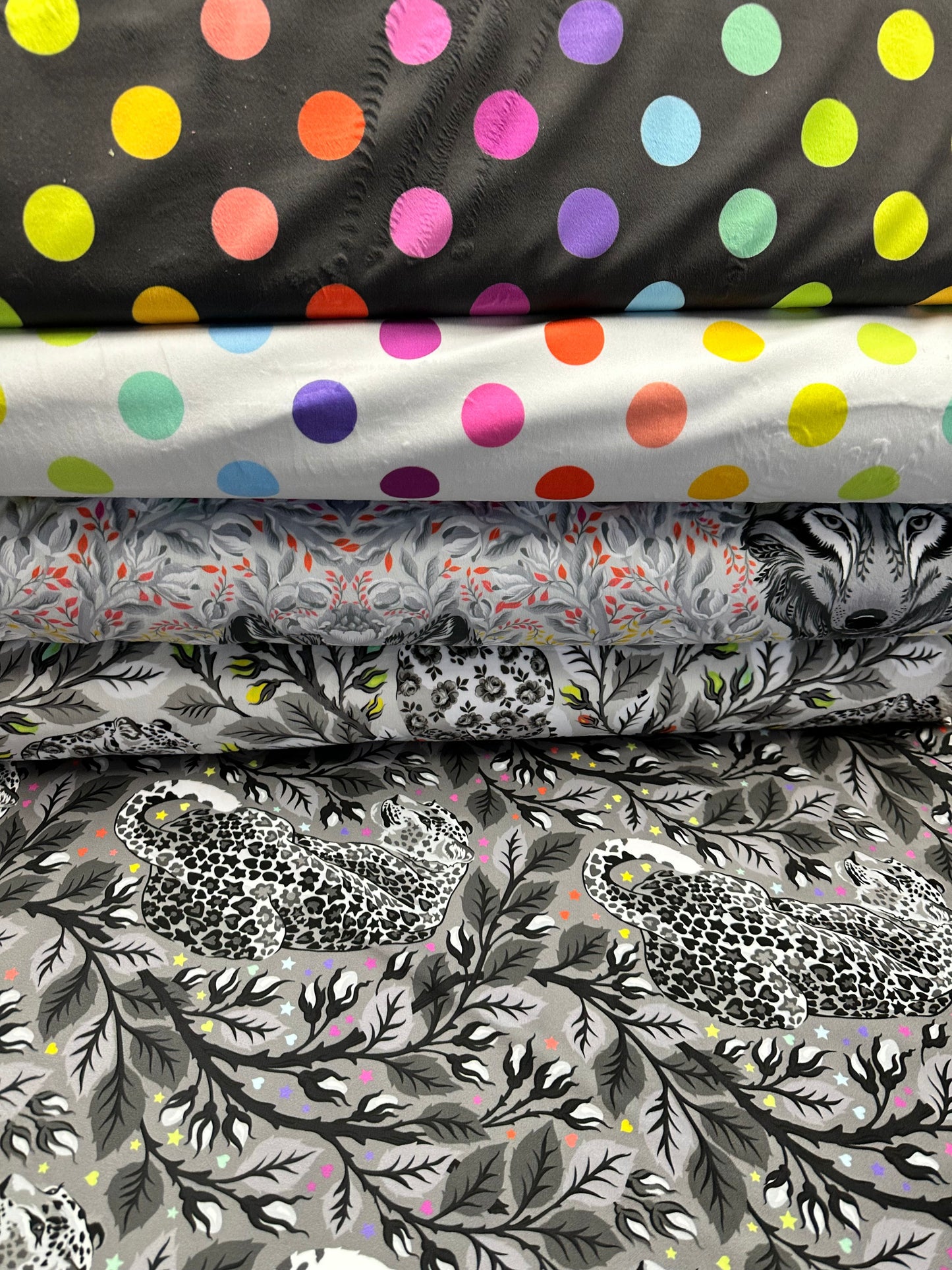 Tula Pink Graywork True Colors Minky Beautymark Fog Minky MKTP009.FOG