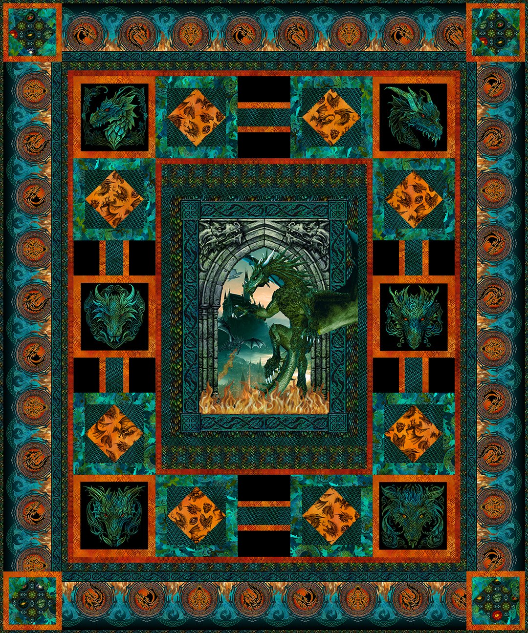 Dragons Emerald Reign Quilt Kit USA Shipping included in price
