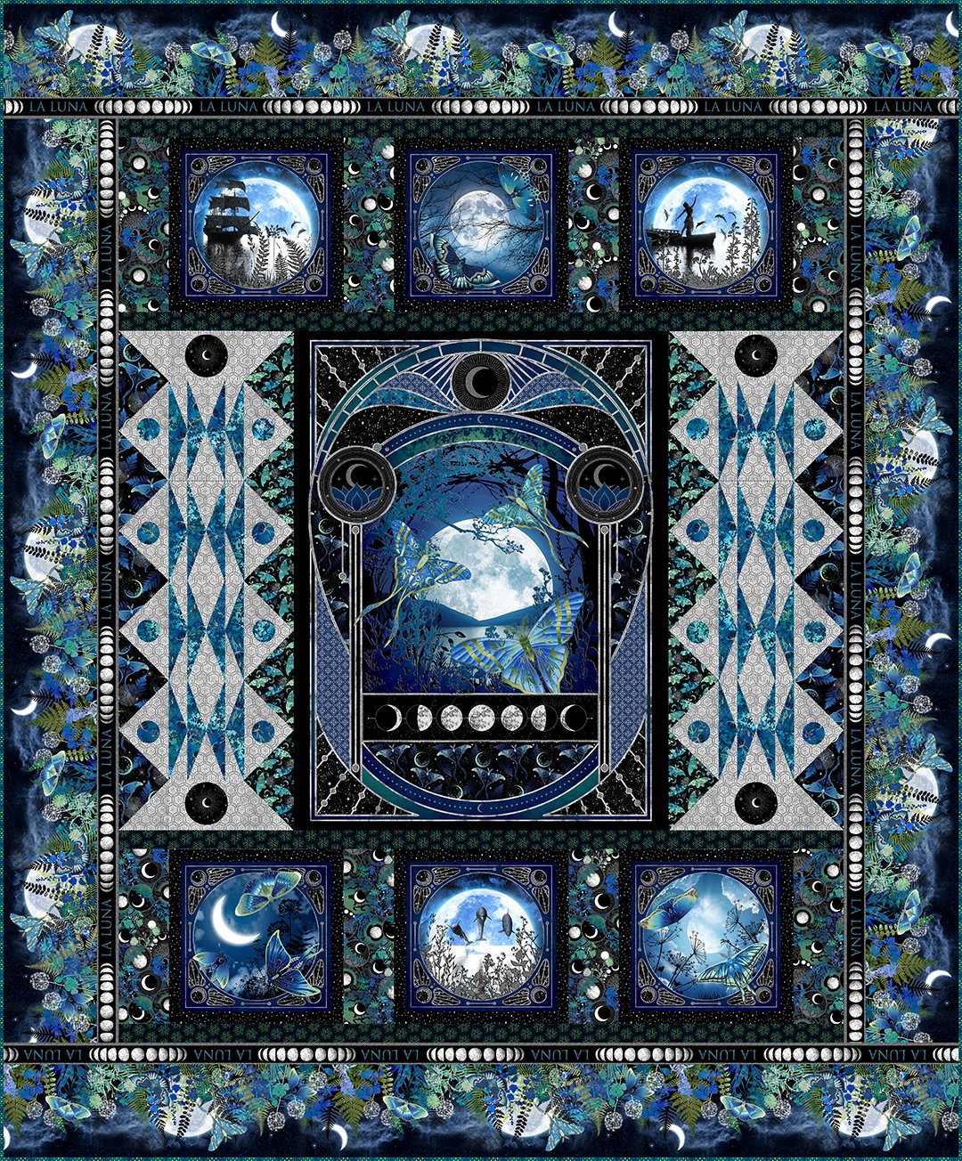 PREORDER ITEM - EXPECTED NOVEMBER 2025: La Luna by Jason Yenter La Luna Quilt Kit Includes Pattern and all fabric for top & binding LLQK Pattern