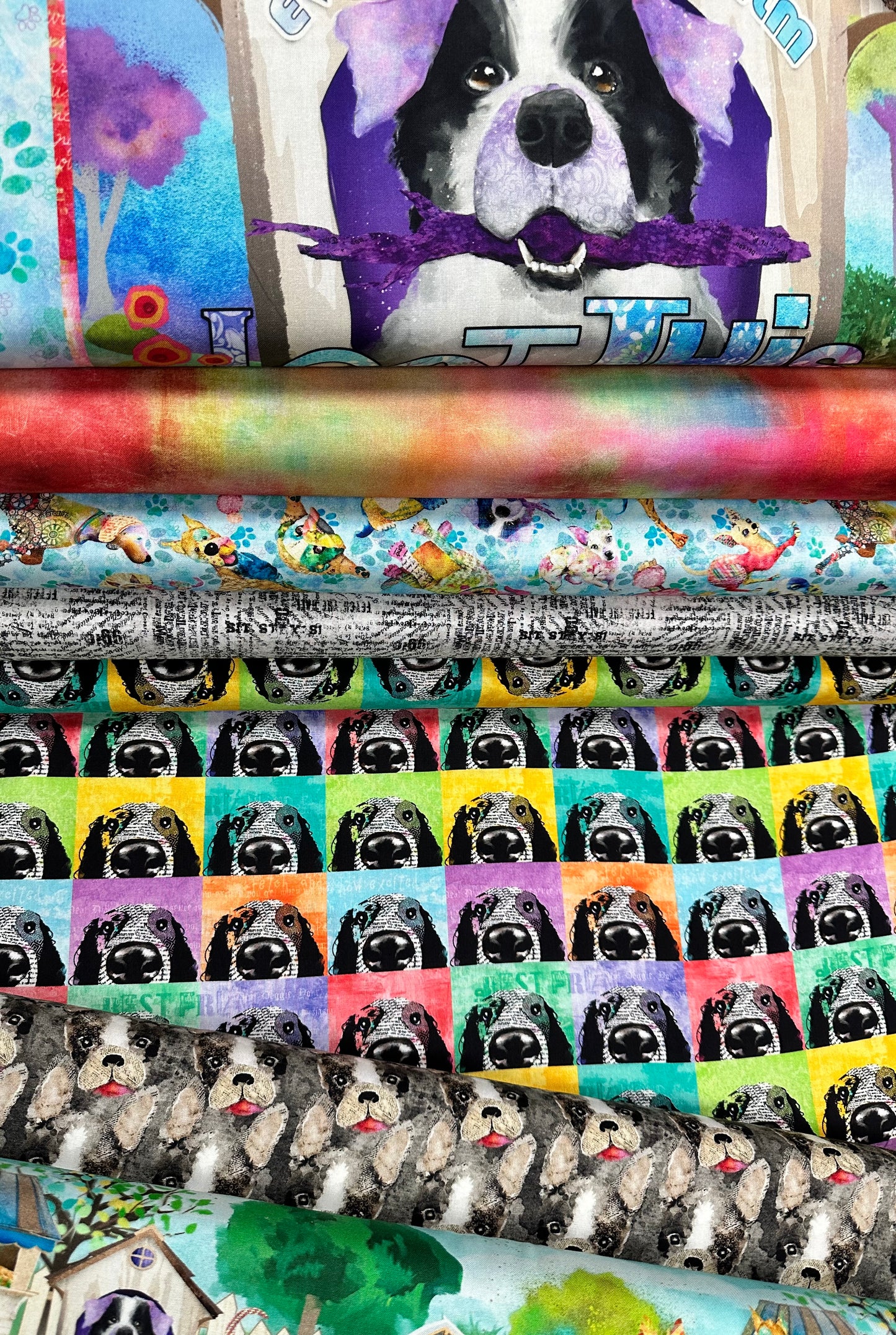 Raise the Woof by Connie Haley Frenchie Kisses Gray 22346-GRY Cotton Woven Fabric