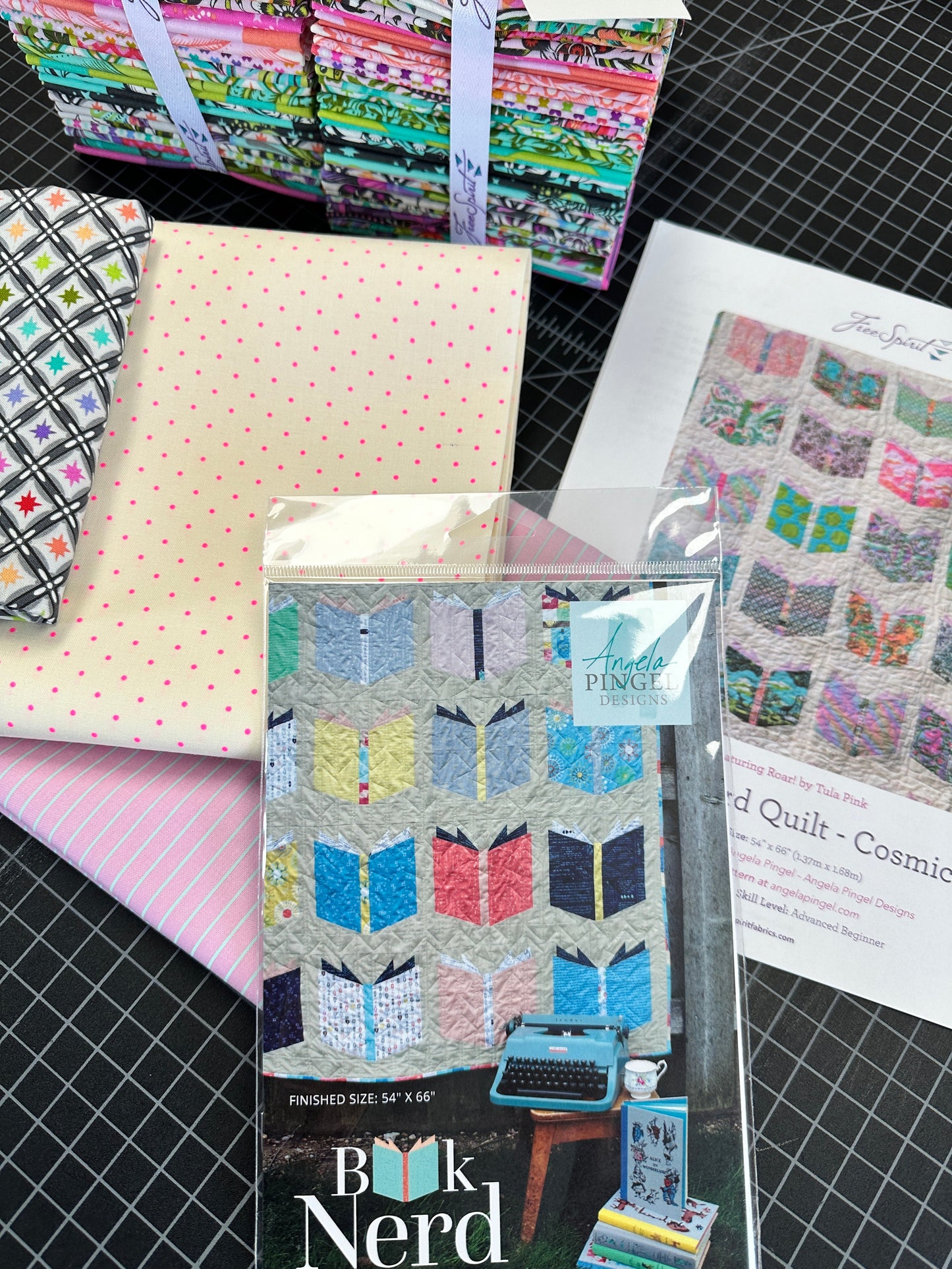 Roar! by Tula Pink  Lilypad Book Nerd Quilt Kit & Pattern with USA Shipping Included in Price    LilypadBookNerd Kit