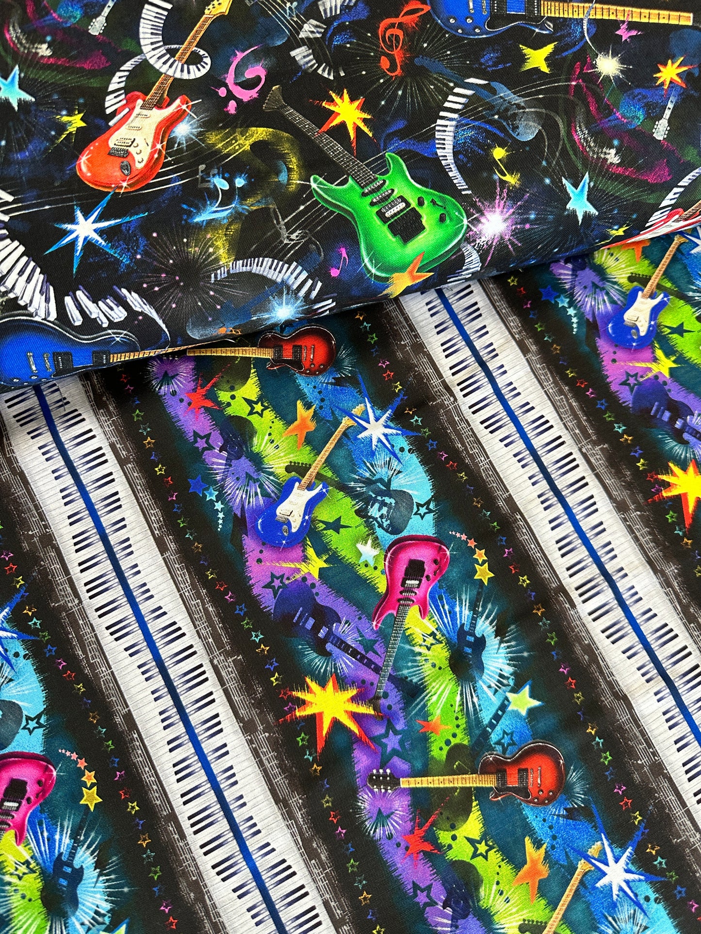 Rockin Out Master Guitar Black 597531 Cotton Woven Fabric