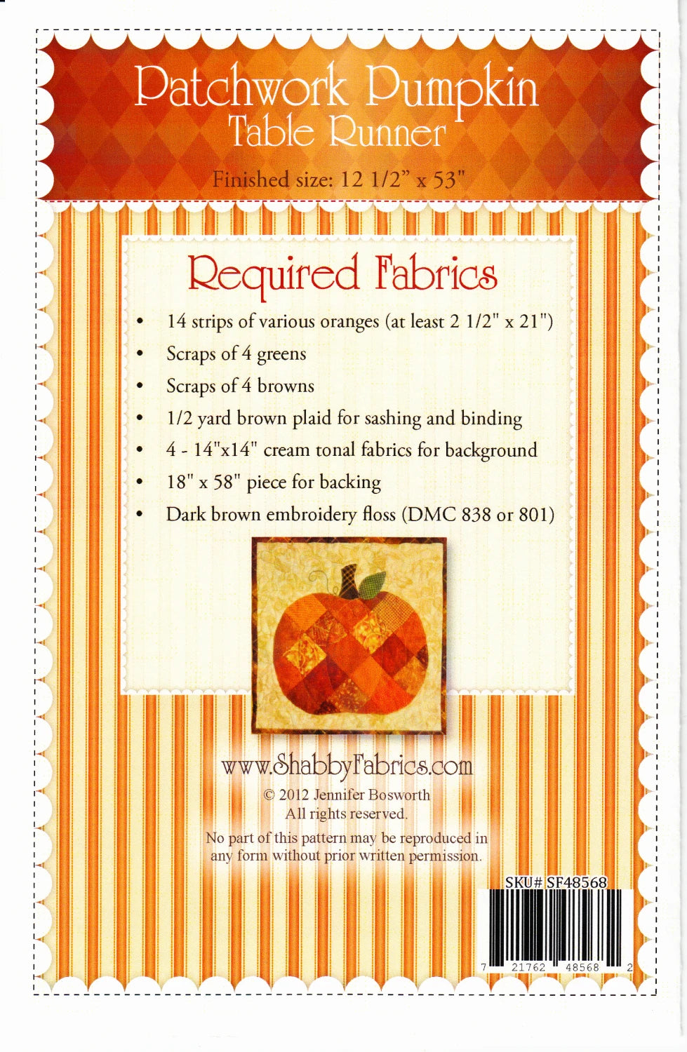 Patchwork Pumpkin Table Runner SF48568 by Jennifer Bosworth