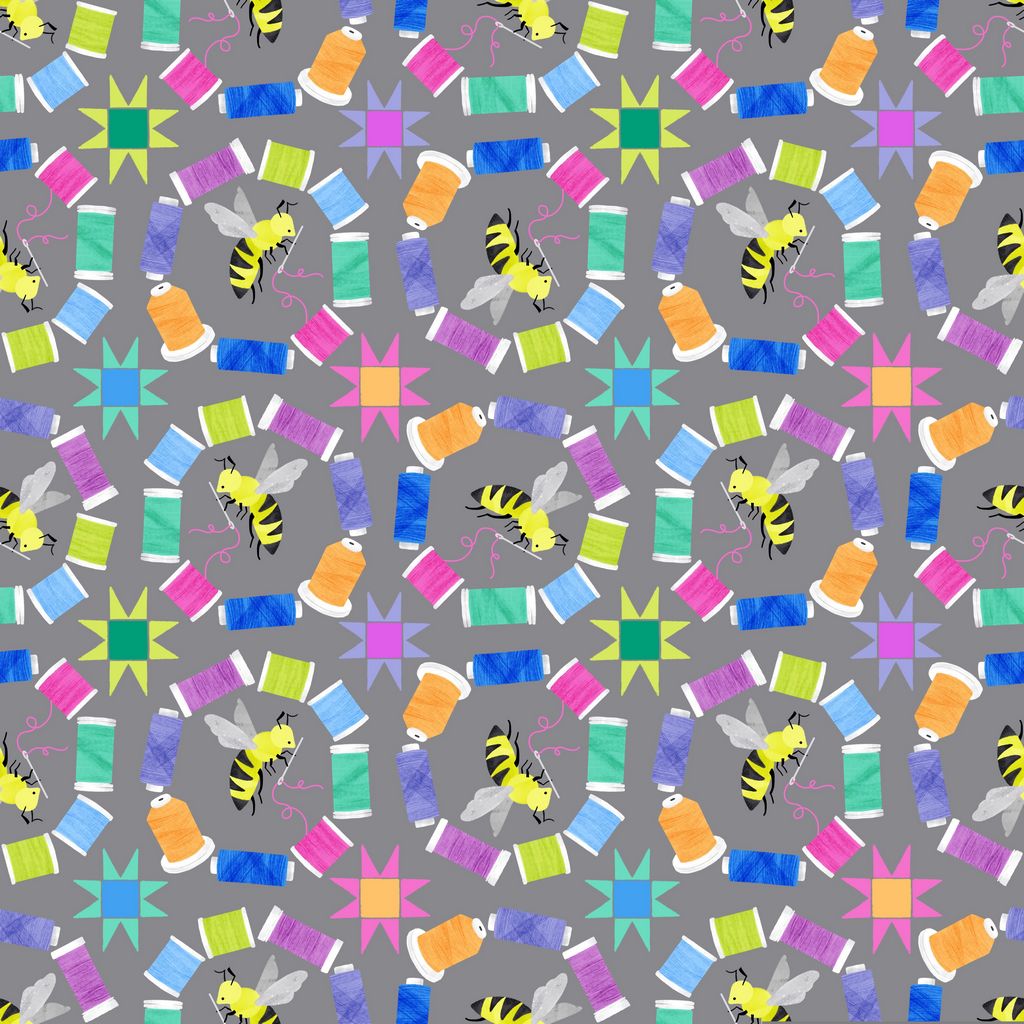 PREORDER ITEM - EXPECTED MARCH 2026: Quilty Helpurrs by Pammie Jane Quilting Bee Limestone STELLA-DPJ3353-LIMESTONE Cotton Woven Fabric