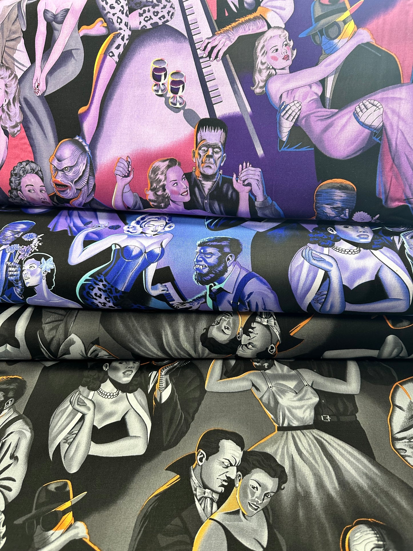 Haunted House Scream Date Purple  9068a Cotton Woven Fabric