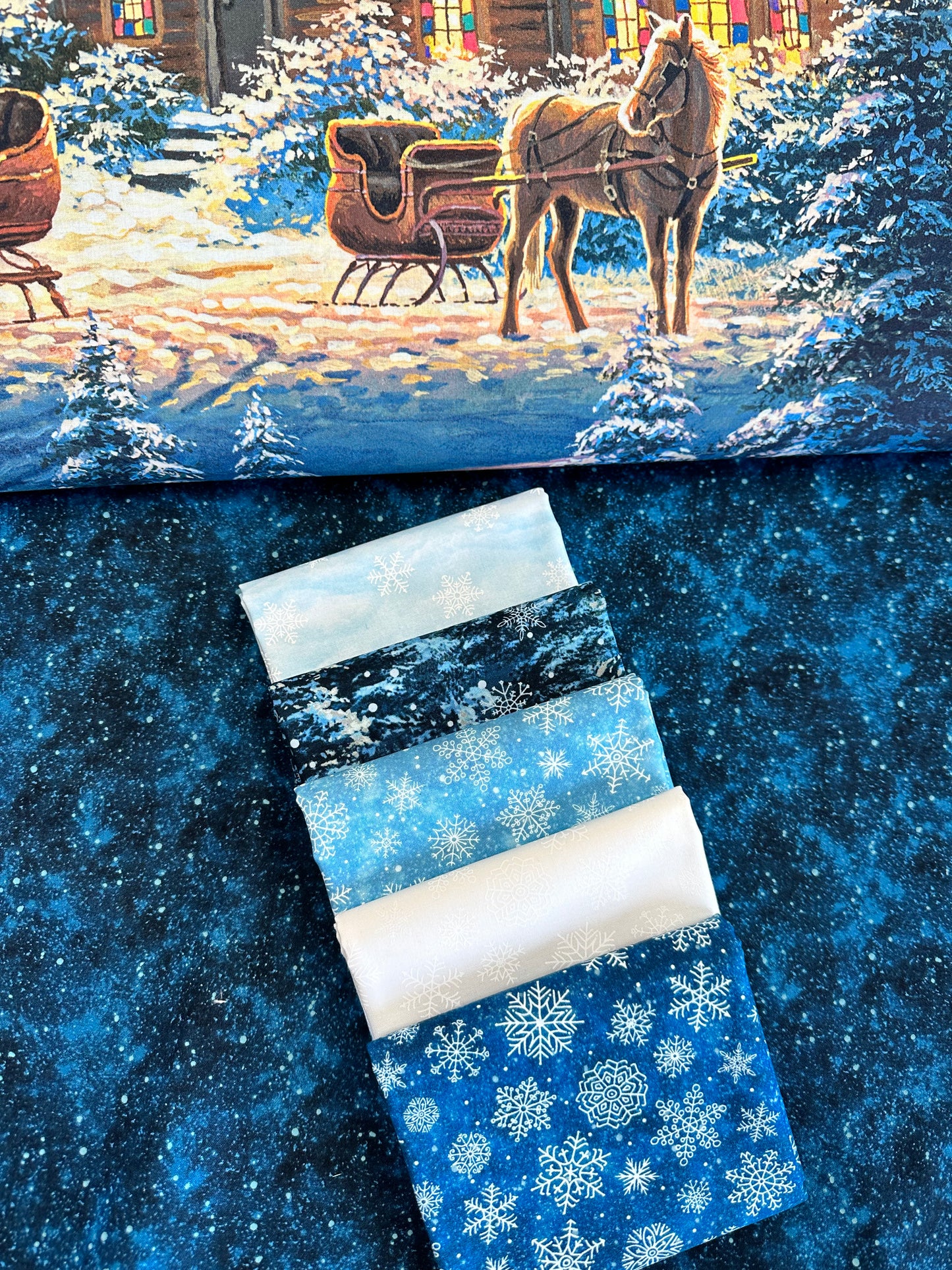 Silent Night by Abraham Hunter 36" Panel Dark Blue DP25388-48 Cotton Woven Panel