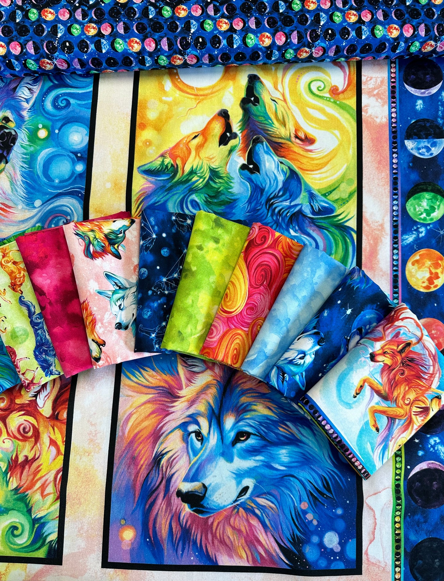 Spirit of the Wolf Digital by Katy Lipscomb Watercolor Texture Sky Blue 7215-11 Cotton Woven Fabric