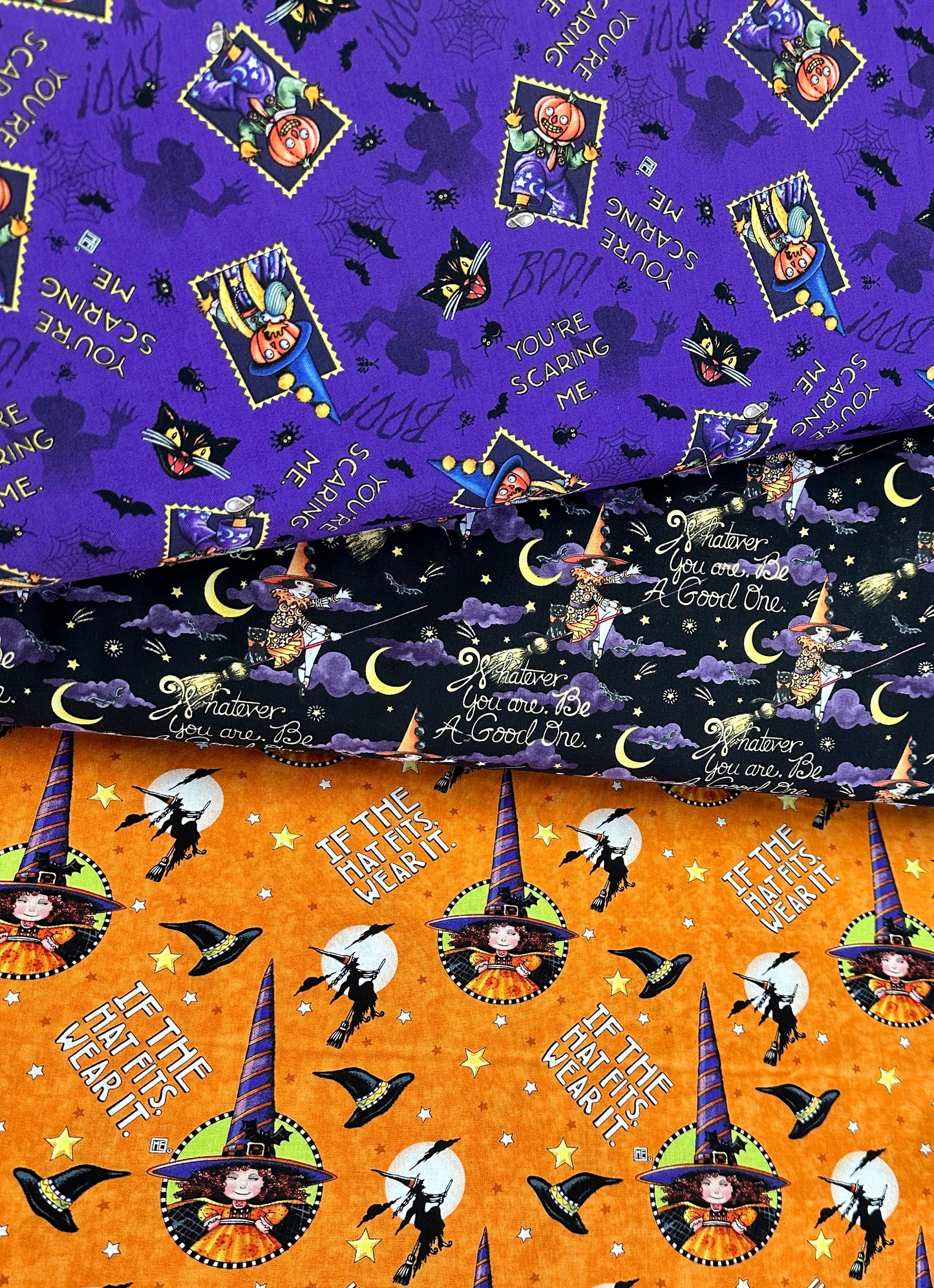 Spooky Cute Halloween Featuring work by Mary Engelbreit Be a Good One Black PWMY002.BLACK Cotton Woven Fabric