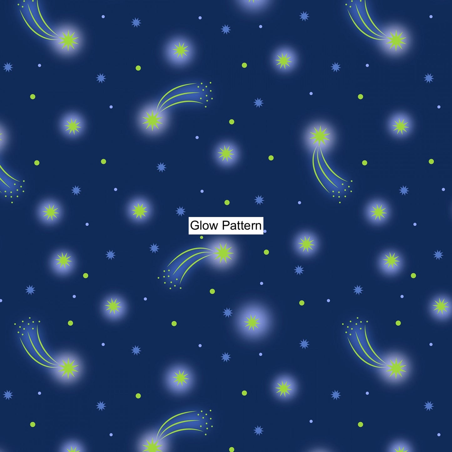 Glow Fairies (Glow in the Dark) Starry Sky on Dark Blue A871.3 Cotton Woven Fabric