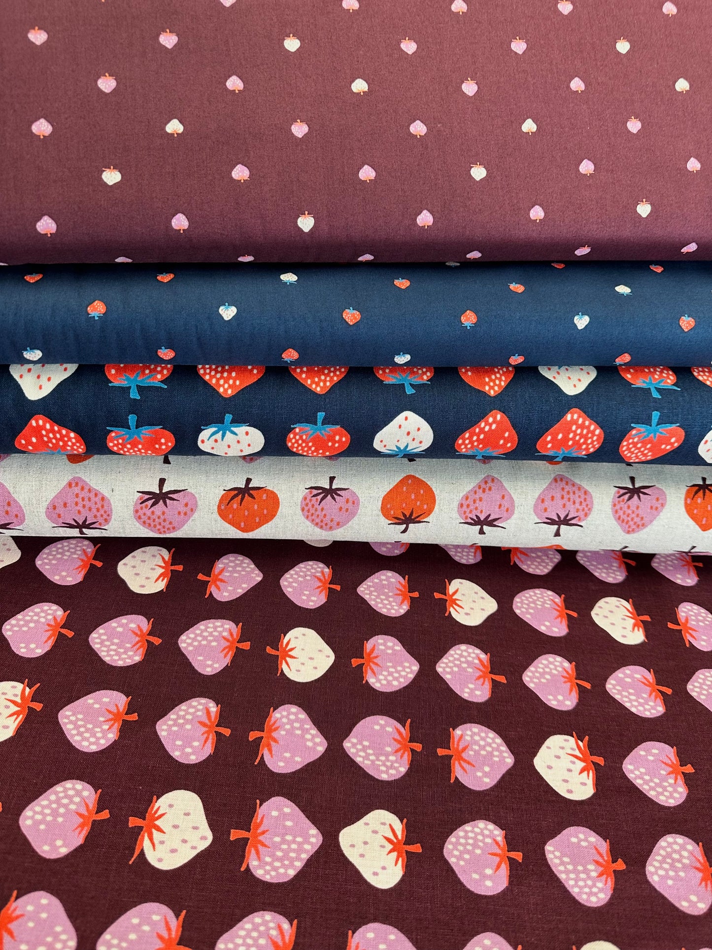 Strawberry by Kimberly Kight of Ruby Star Society Strawberry Navy Linen RS3087.18L Canvas