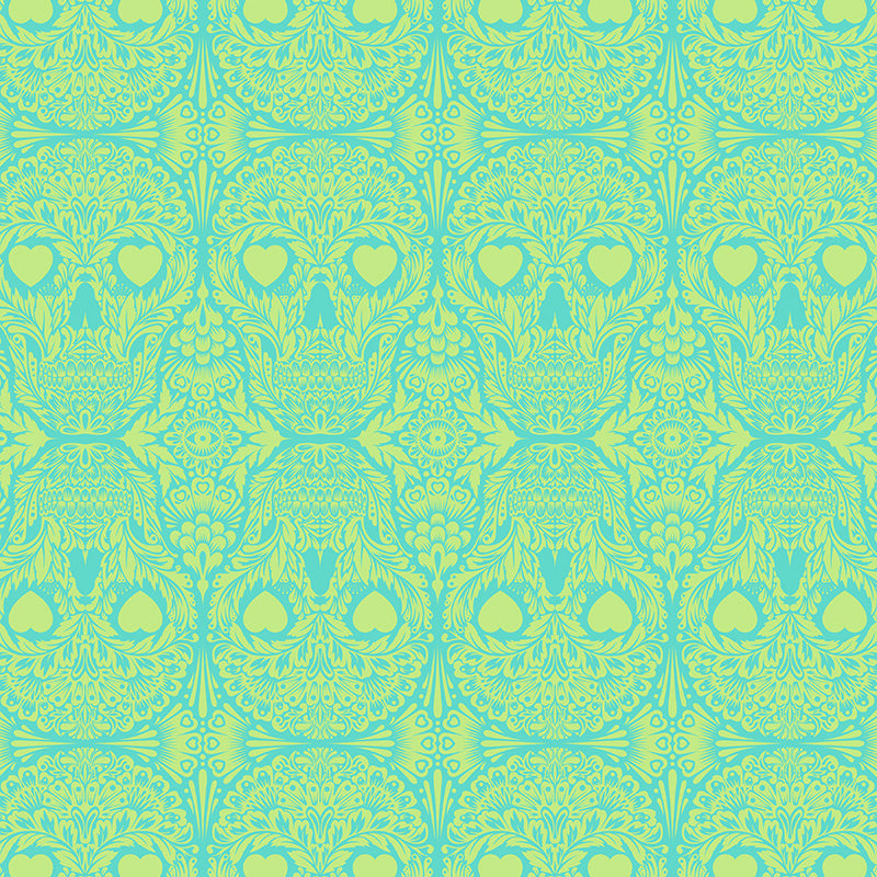 De La Luna by Tula Pink  Sugar Skulls  PWTP111.Mystic   Cotton Woven Fabric