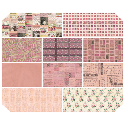 Tim Holtz Eclectic Element Palette Pink Half Yard Bundle of 10 Prints Cotton Woven Fabric
