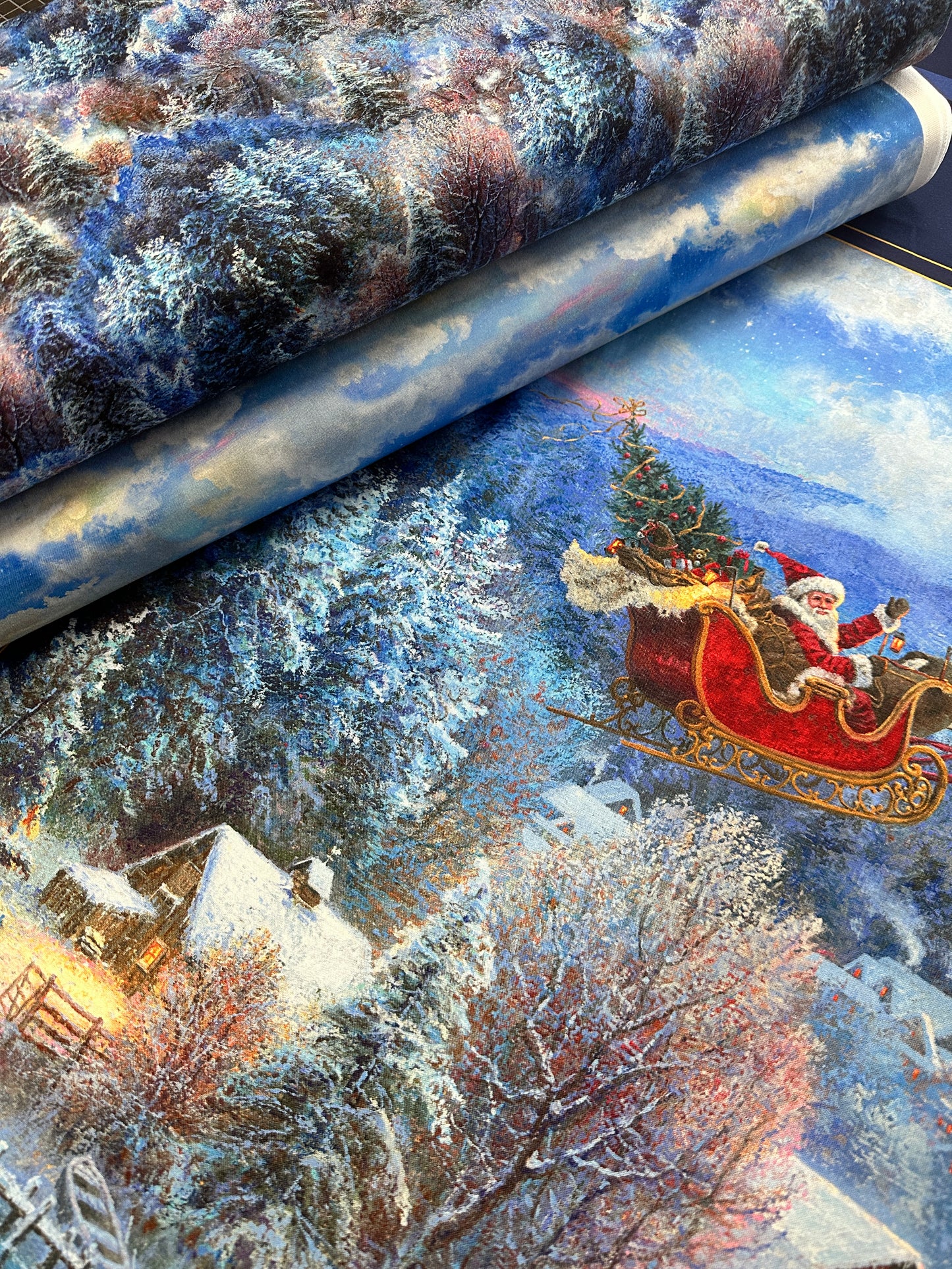 The Night Before Christmas by Abraham Hunter Collection Frosty Forest Allover    TNBC5867-B Cotton Woven Fabric