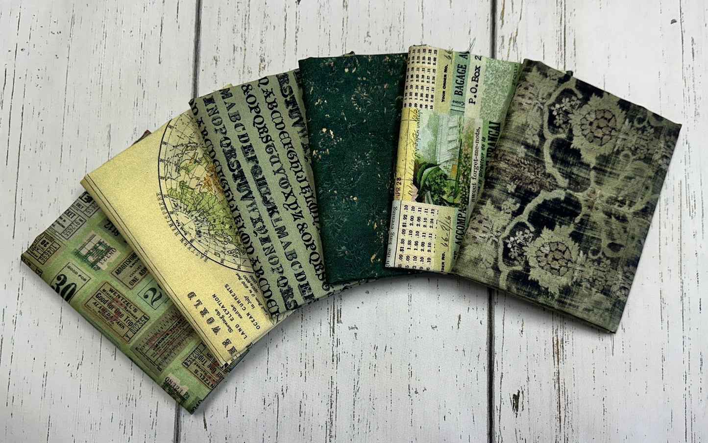 Tim Holtz Eclectic Element Palette Collage Green PWTH260.GREEN Cotton Woven Fabric