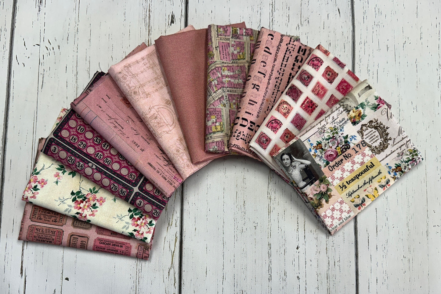 Tim Holtz Eclectic Element Palette Pink Half Yard Bundle of 10 Prints Cotton Woven Fabric