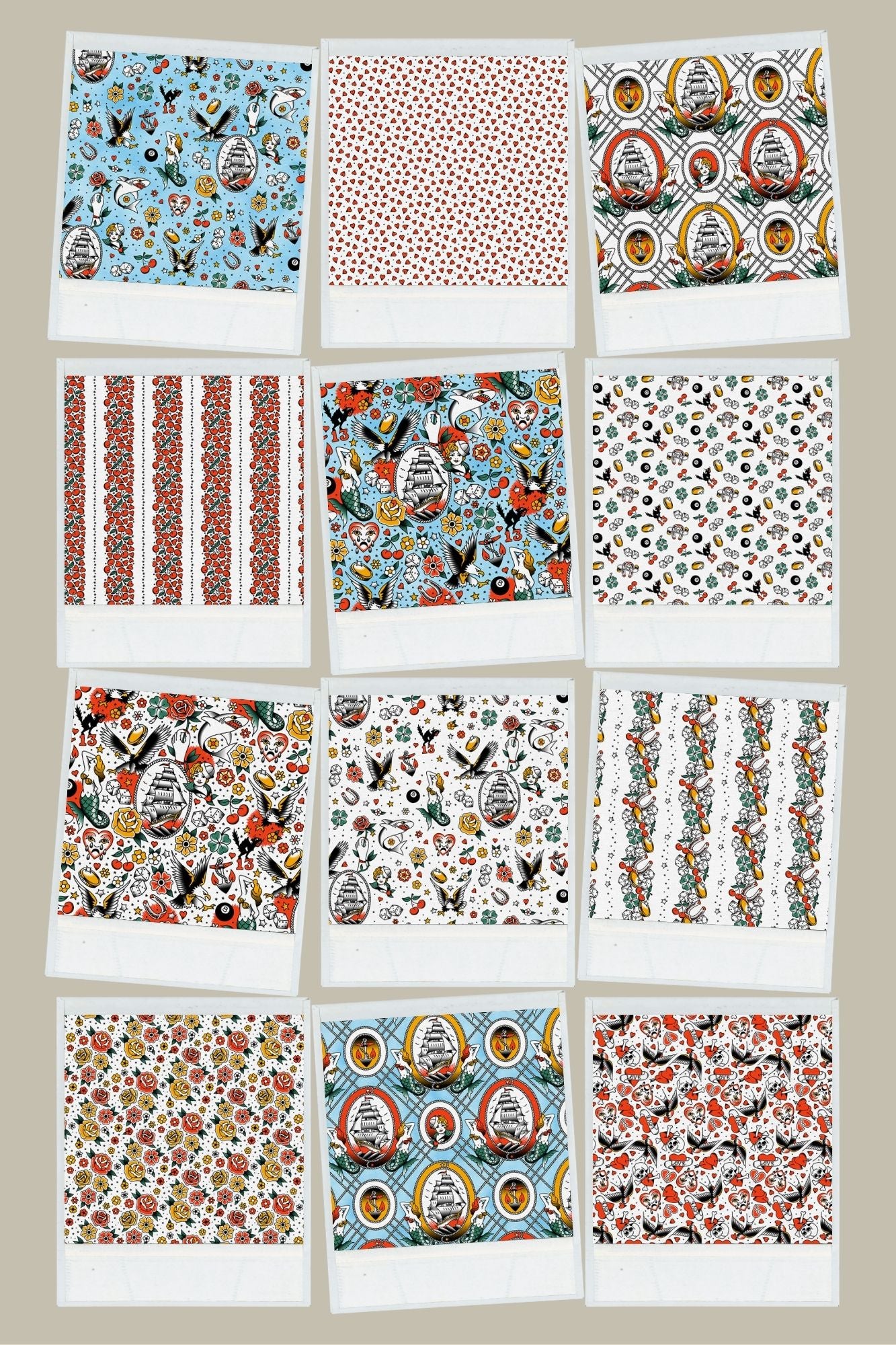 Timeless Tattoos One Half Bundle of 12 Prints Organic Cotton Woven