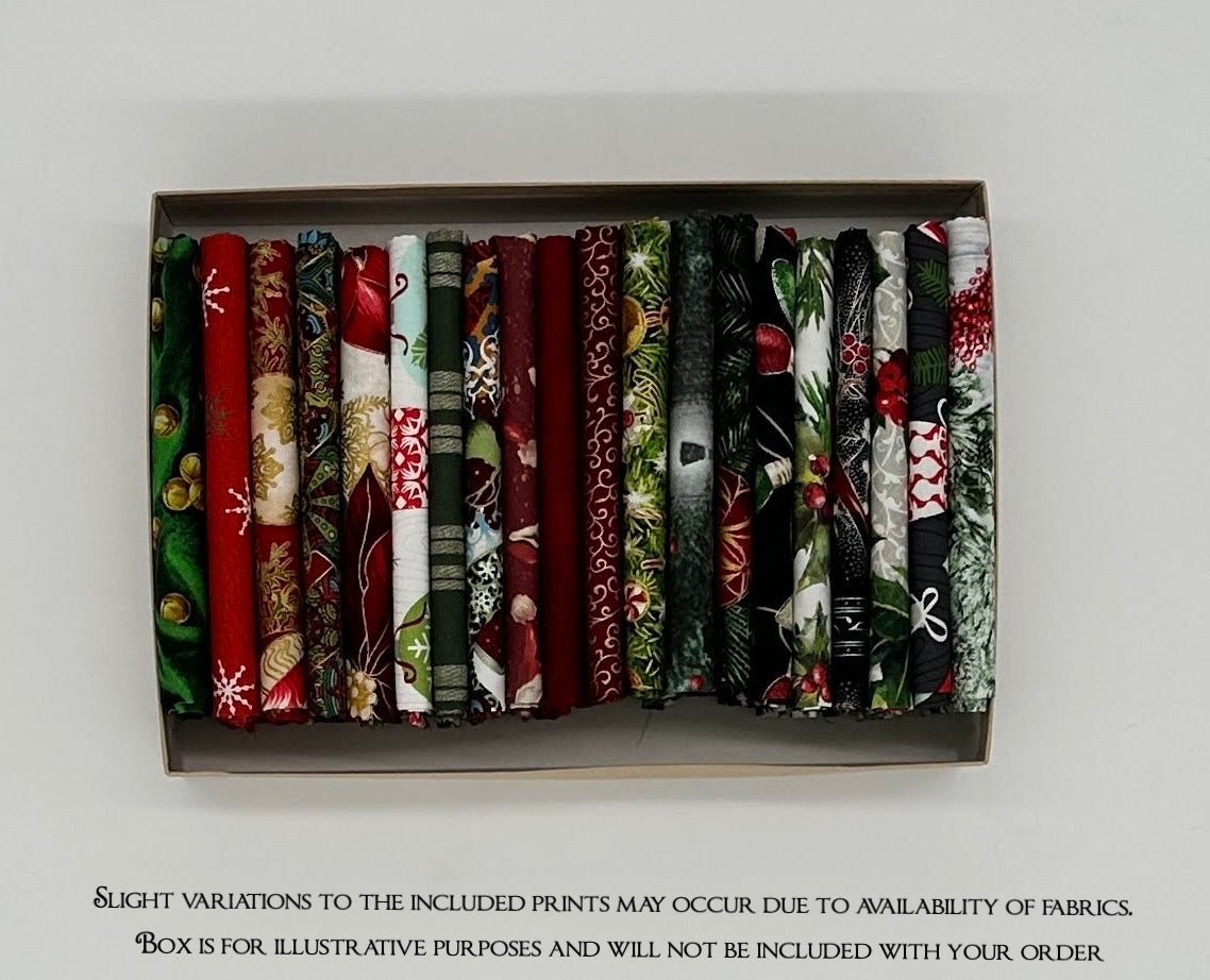 Curated Fat Quarters Tradional Christmas Bundle of 20 - Quilt Shop Quality Cotton Fabric