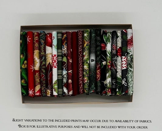 Curated Fat Quarters  Tradional Christmas Bundle of 20 - Quilt Shop Quality Cotton Fabric