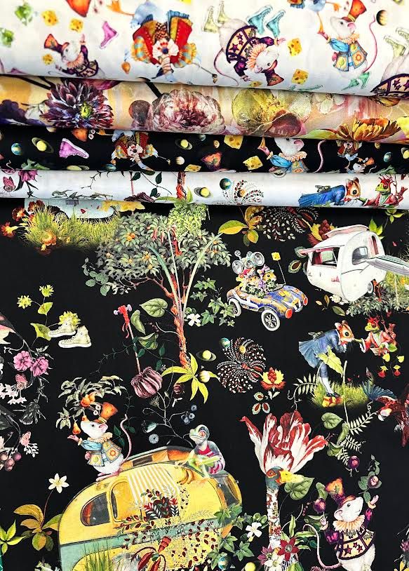 Mousin' Around Black X5651H-4 Cotton Woven Fabric