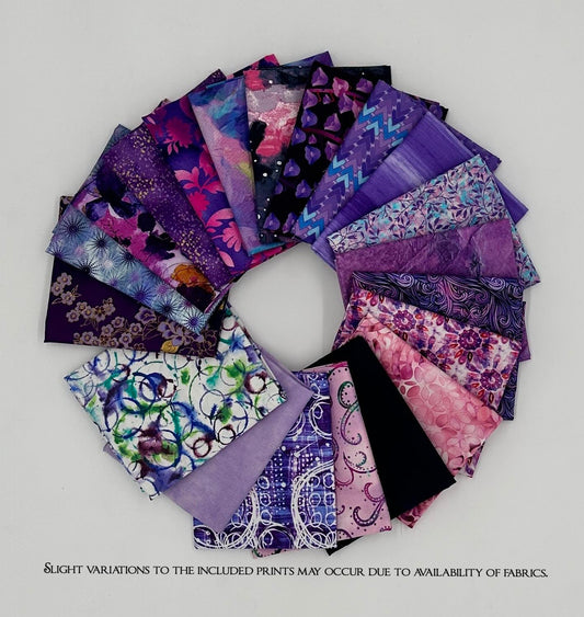 Curated Fat Quarters  Violet Mix Bundle of 20 - Quilt Shop Quality Cotton Fabric  Bundle6 Bundle