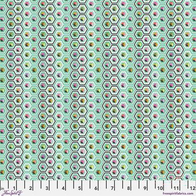 Prince Charming Deja Vu Hex Box PWTP280.Sweetmint Fabric by Tula Pink