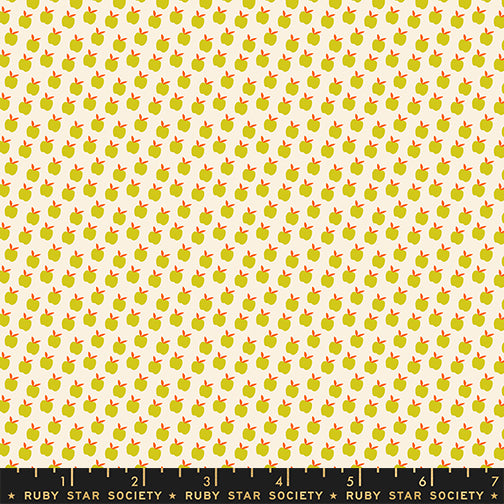 PREORDER ITEM - EXPECTED OCTOBER 2025: Catnap by Alexia Marcelle Abegg of Ruby Star Society Apples Pistachio RS4134.11 Cotton Woven Fabric