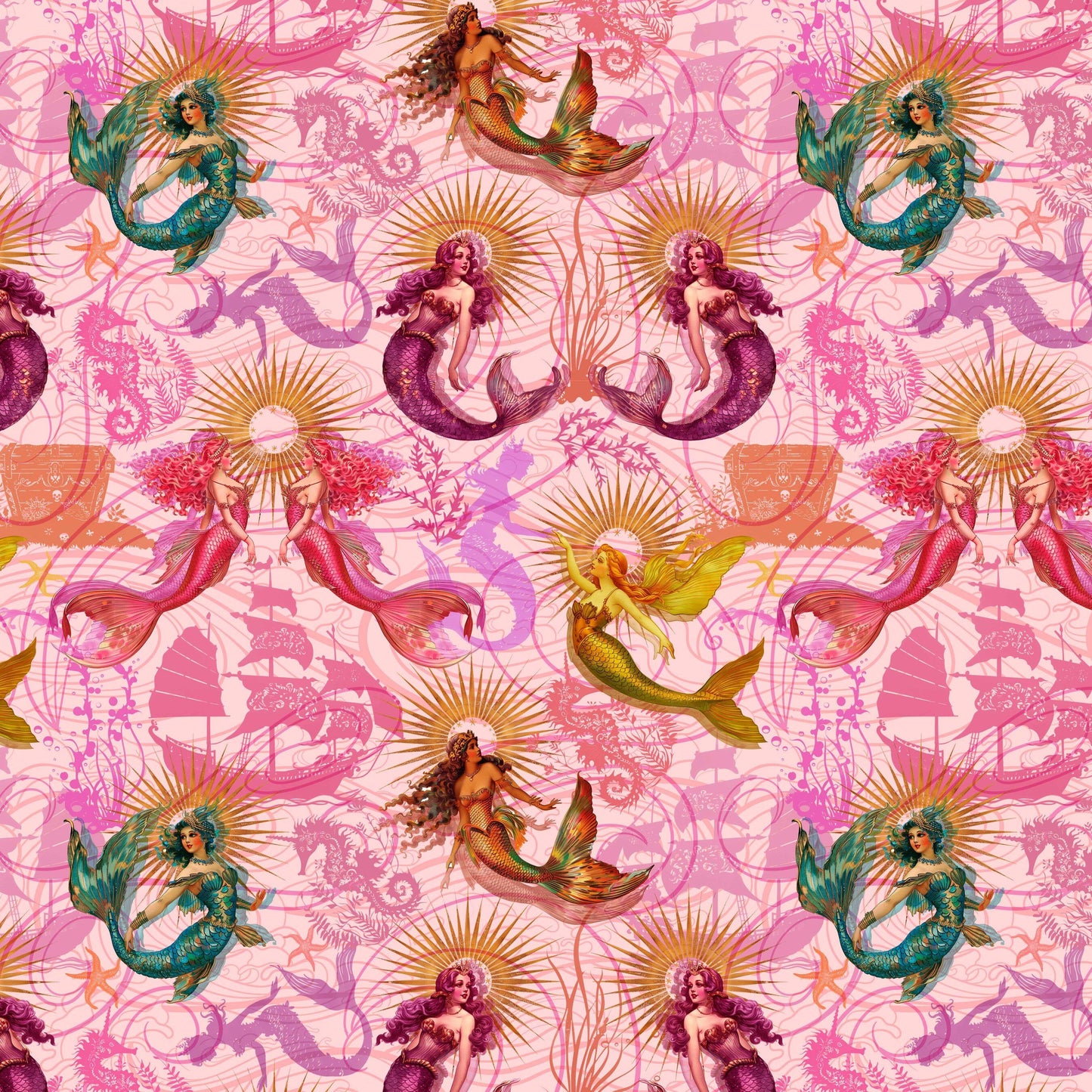 Divine Oceania by Aimee Stewart Oceania Mermaid DDC12607-PINK Cotton Woven Fabric